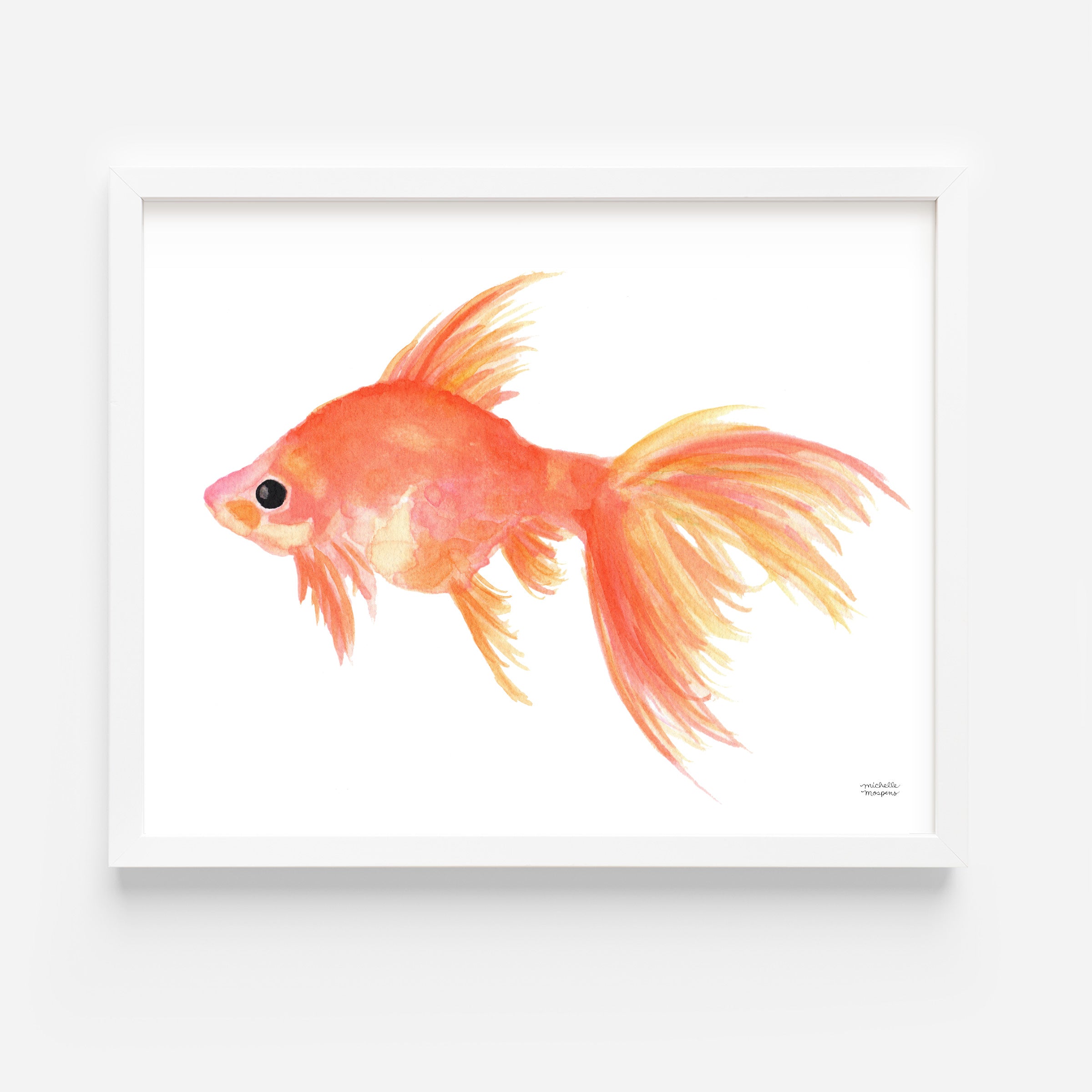 Orange Goldfish Watercolor Wall Art Print - Michelle Mospens
