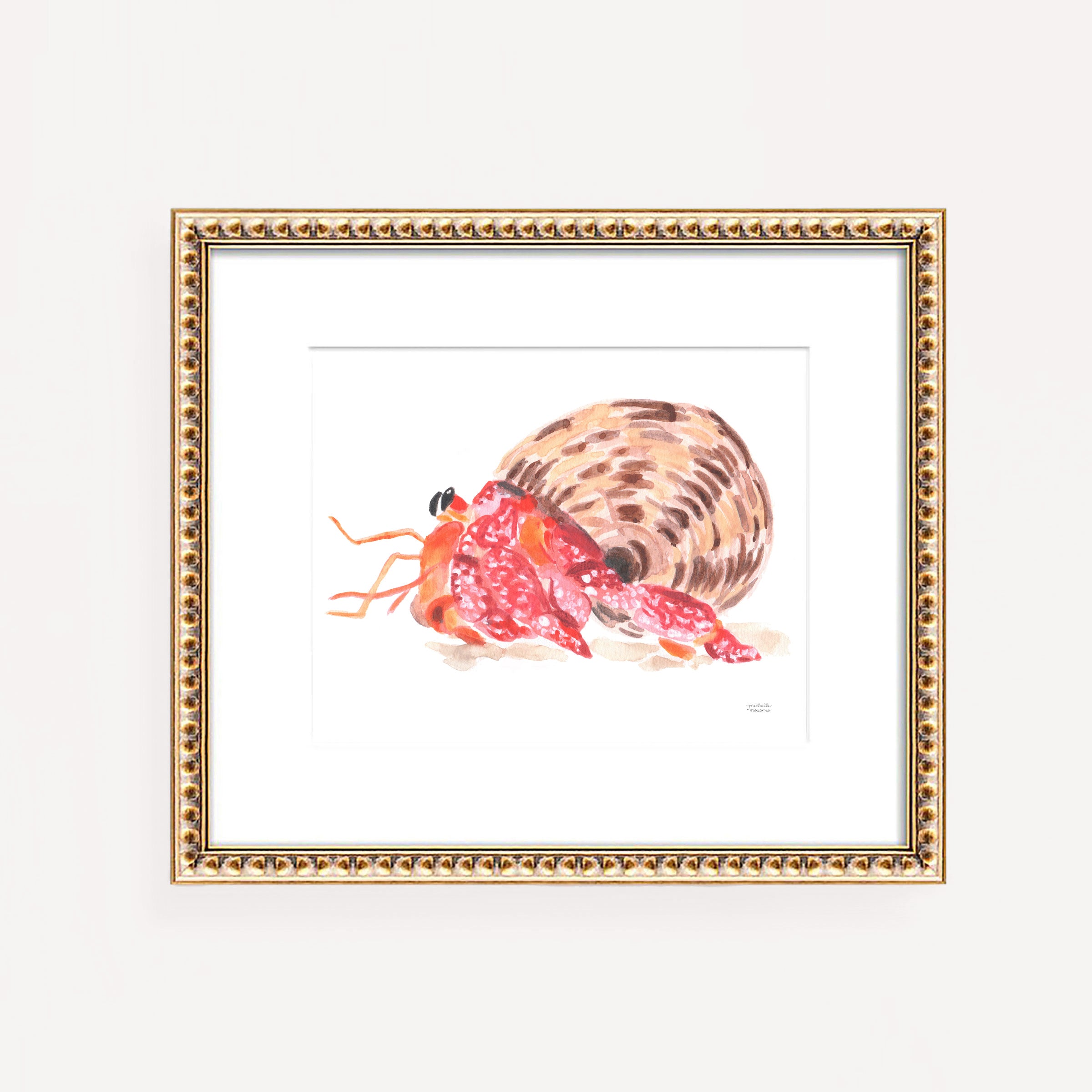 Sunny The Hermit Crab Art Print - Watercolor by Michelle Mospens