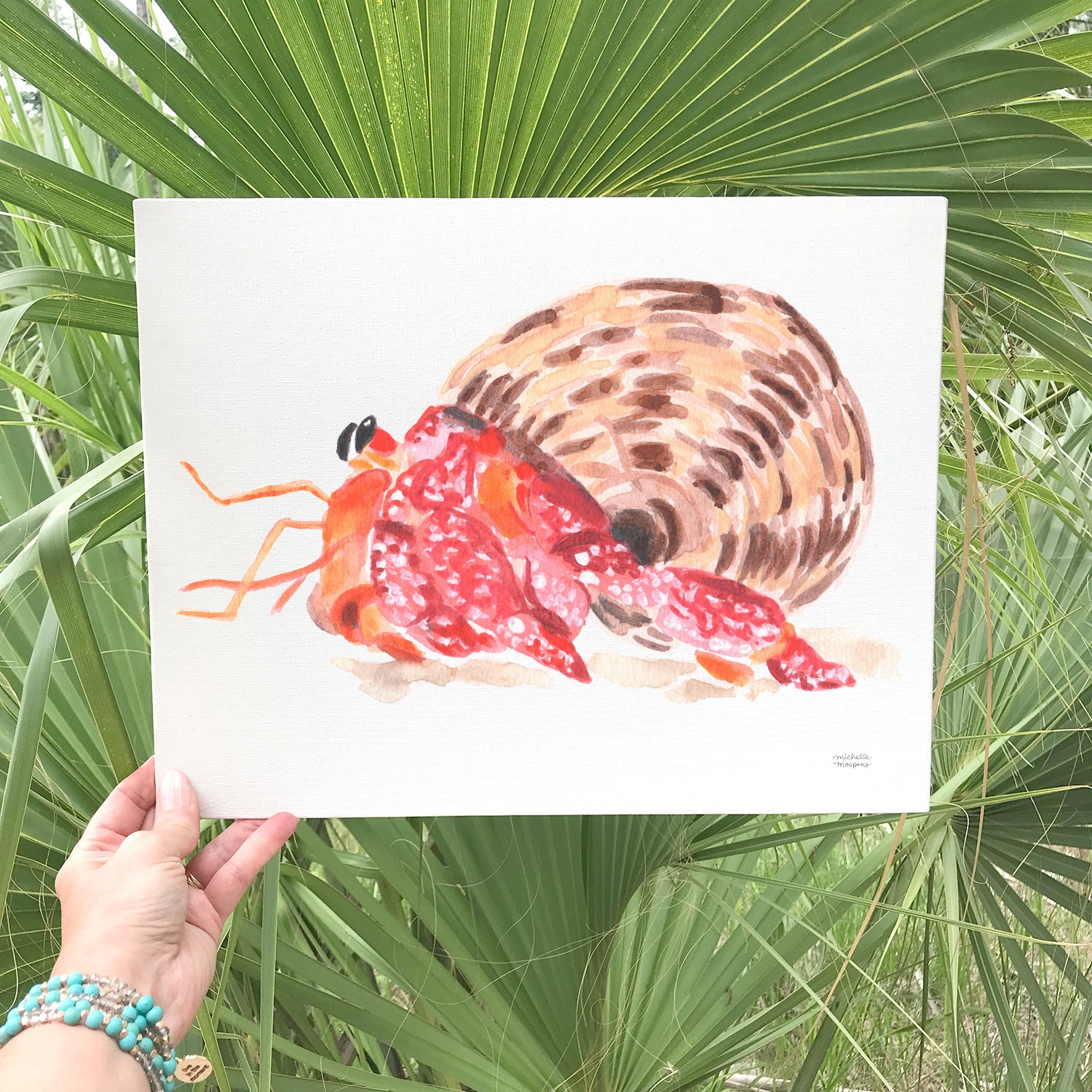 Sunny The Hermit Crab Art Print - Watercolor by Michelle Mospens