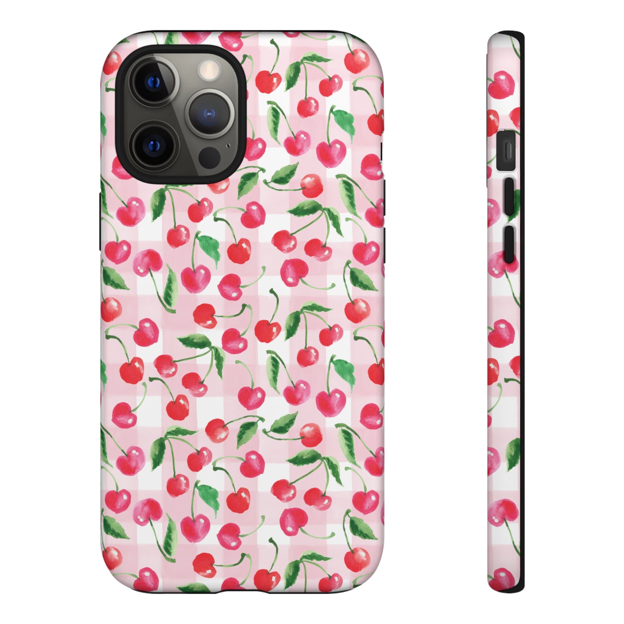 Gingham Cherry Phone Cover Case (iPhone 16, Samsung, Google Pixel)