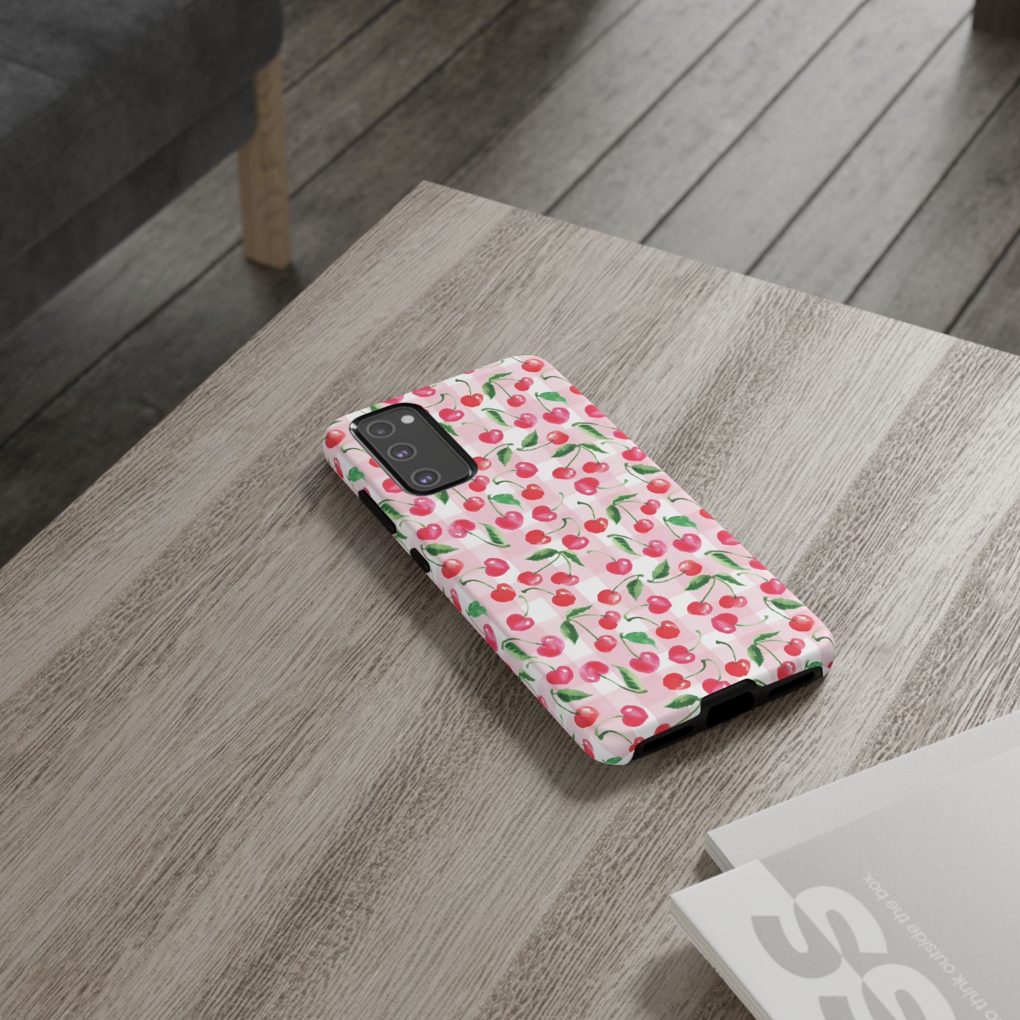 Gingham Cherry Phone Cover Case (iPhone 16, Samsung, Google Pixel)