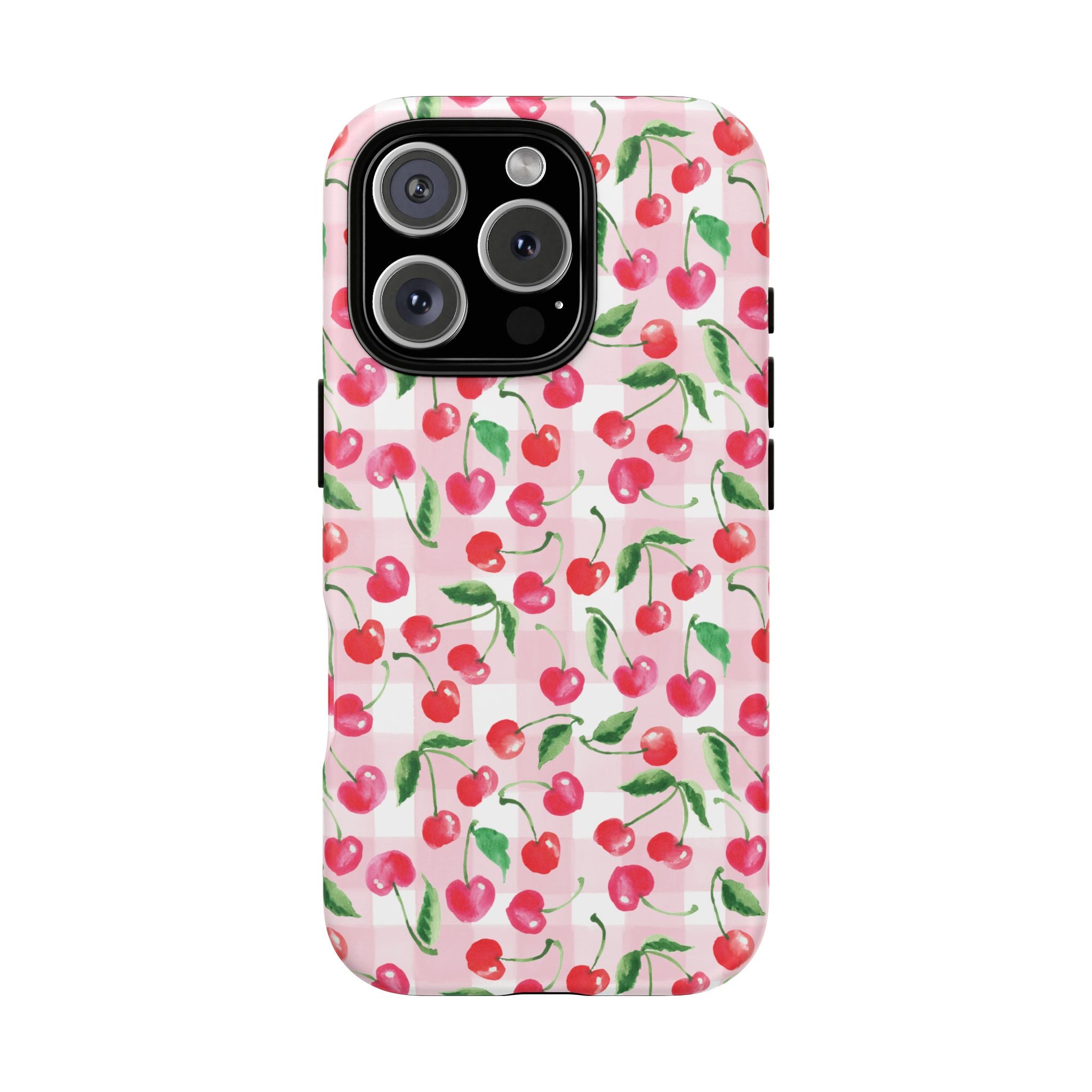 Gingham Cherry Phone Cover Case (iPhone 16, Samsung, Google Pixel)