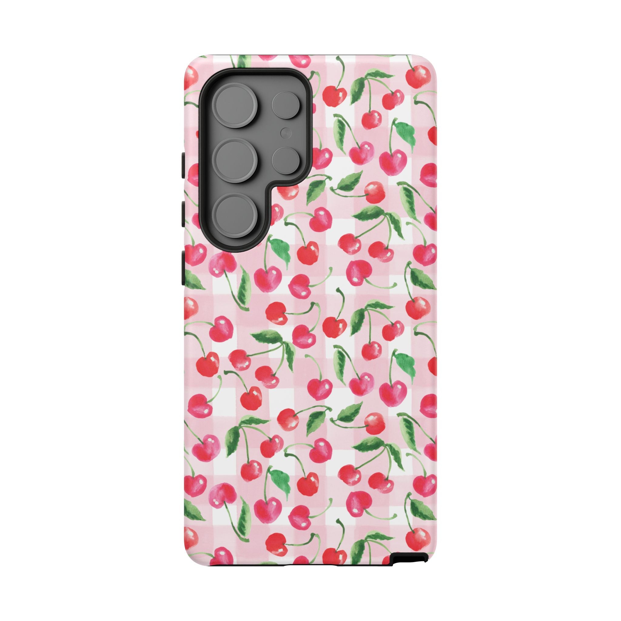 Gingham Cherry Phone Cover Case (iPhone 16, Samsung, Google Pixel)