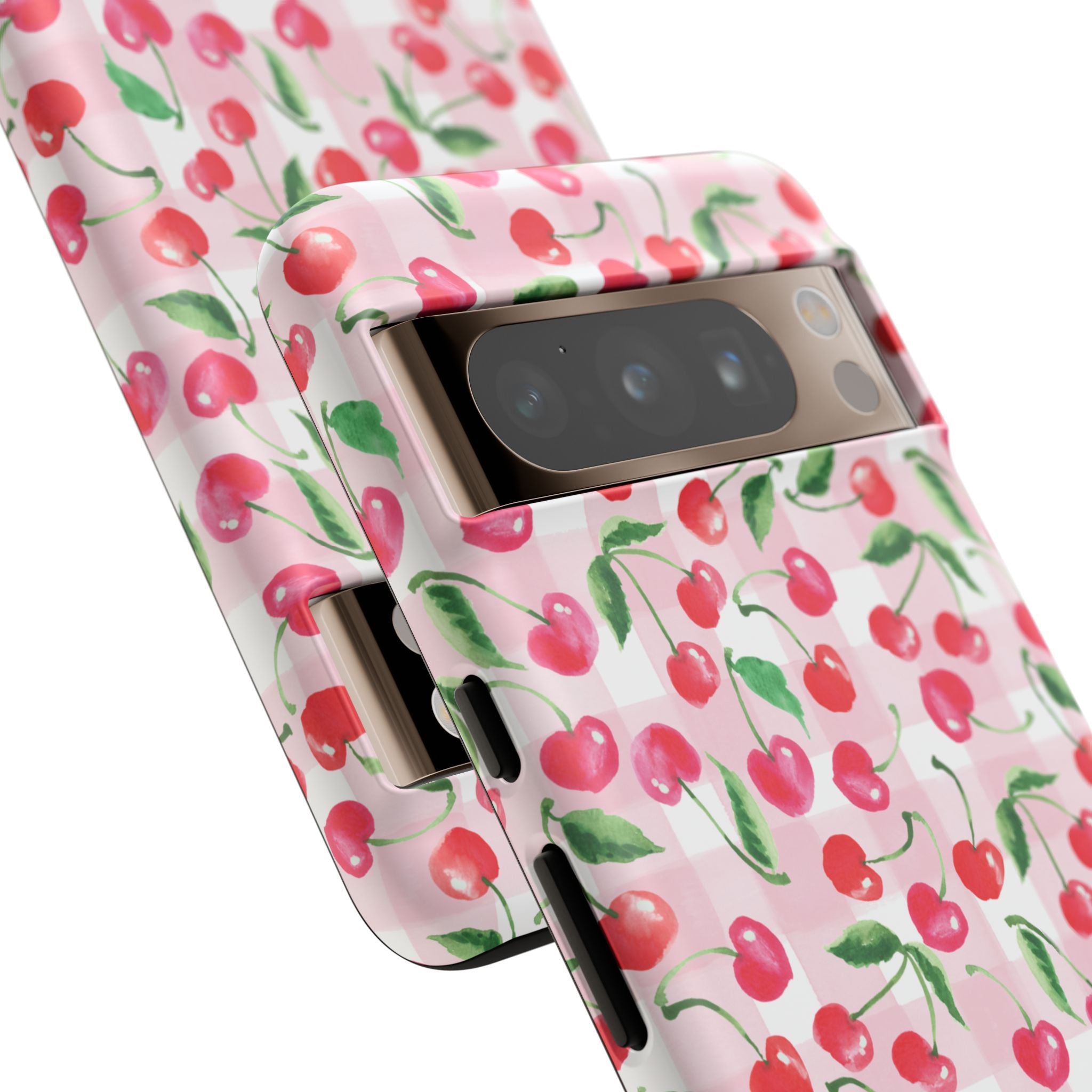 Gingham Cherry Phone Cover Case (iPhone 16, Samsung, Google Pixel)