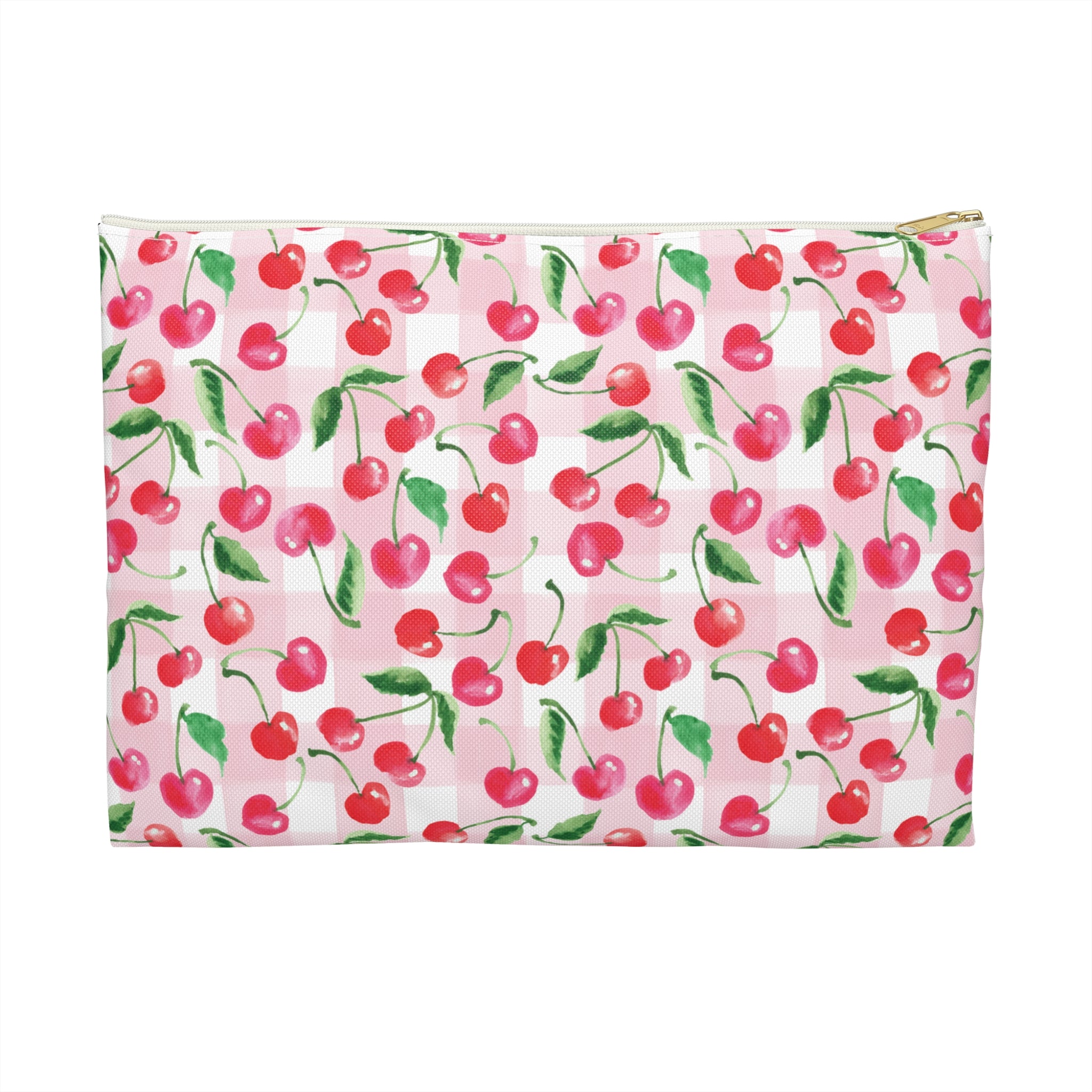 Cute Gingham Cherries Accessory Pouch | Pencil Pouch, Makeup Pouch, Cosmetic Case