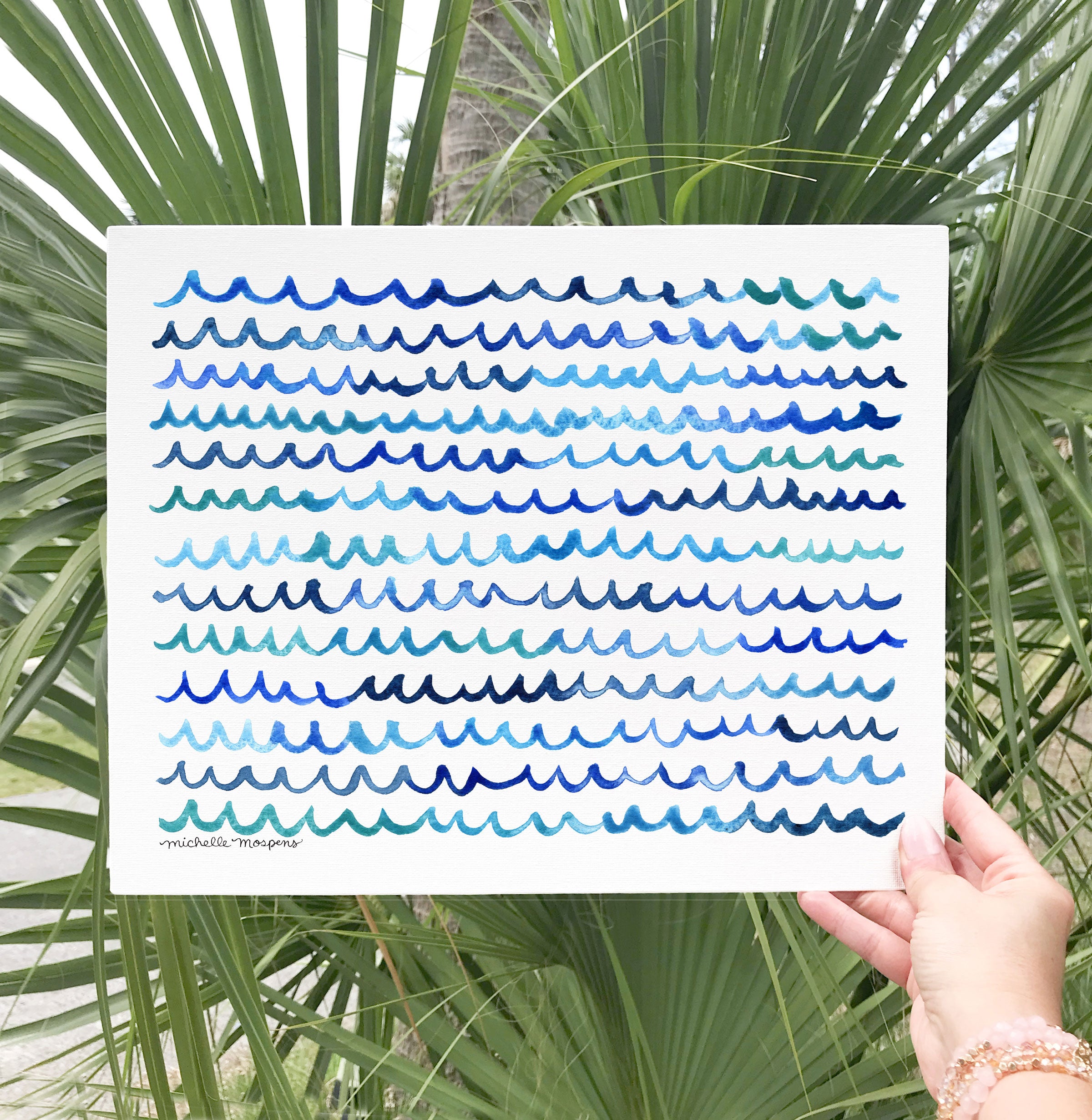 Watercolor Waves Coastal Wall Art Unframed Print