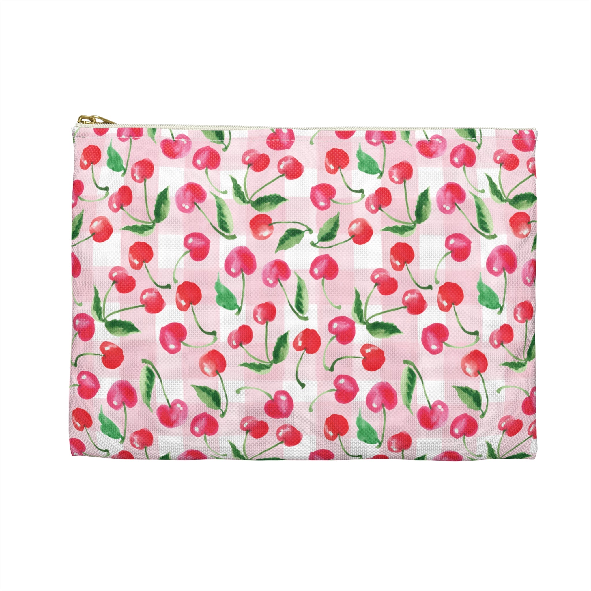 Cute Gingham Cherries Accessory Pouch | Pencil Pouch, Makeup Pouch, Cosmetic Case