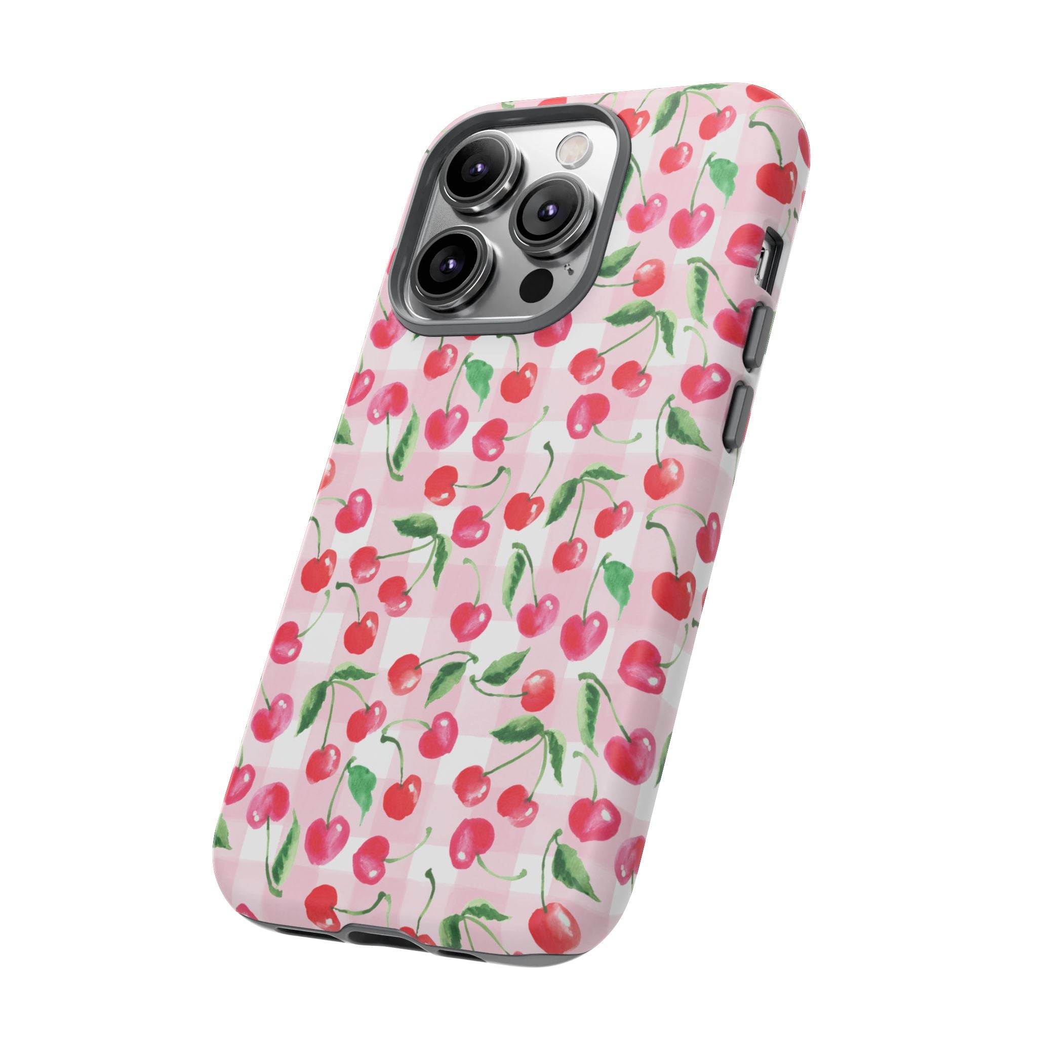 Gingham Cherry Phone Cover Case (iPhone 16, Samsung, Google Pixel)