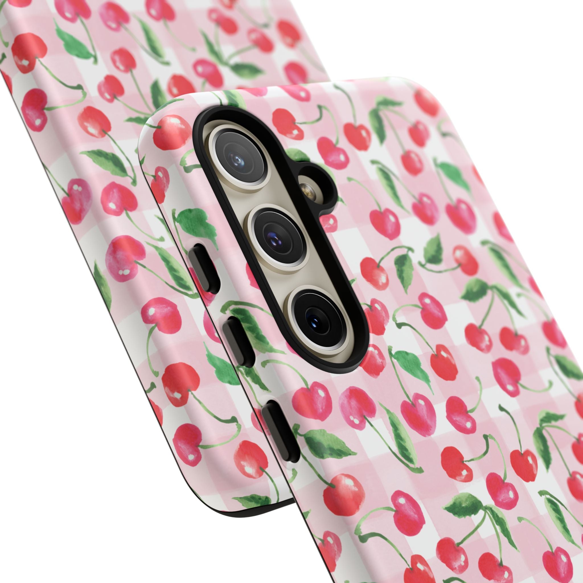 Gingham Cherry Phone Cover Case (iPhone 16, Samsung, Google Pixel)