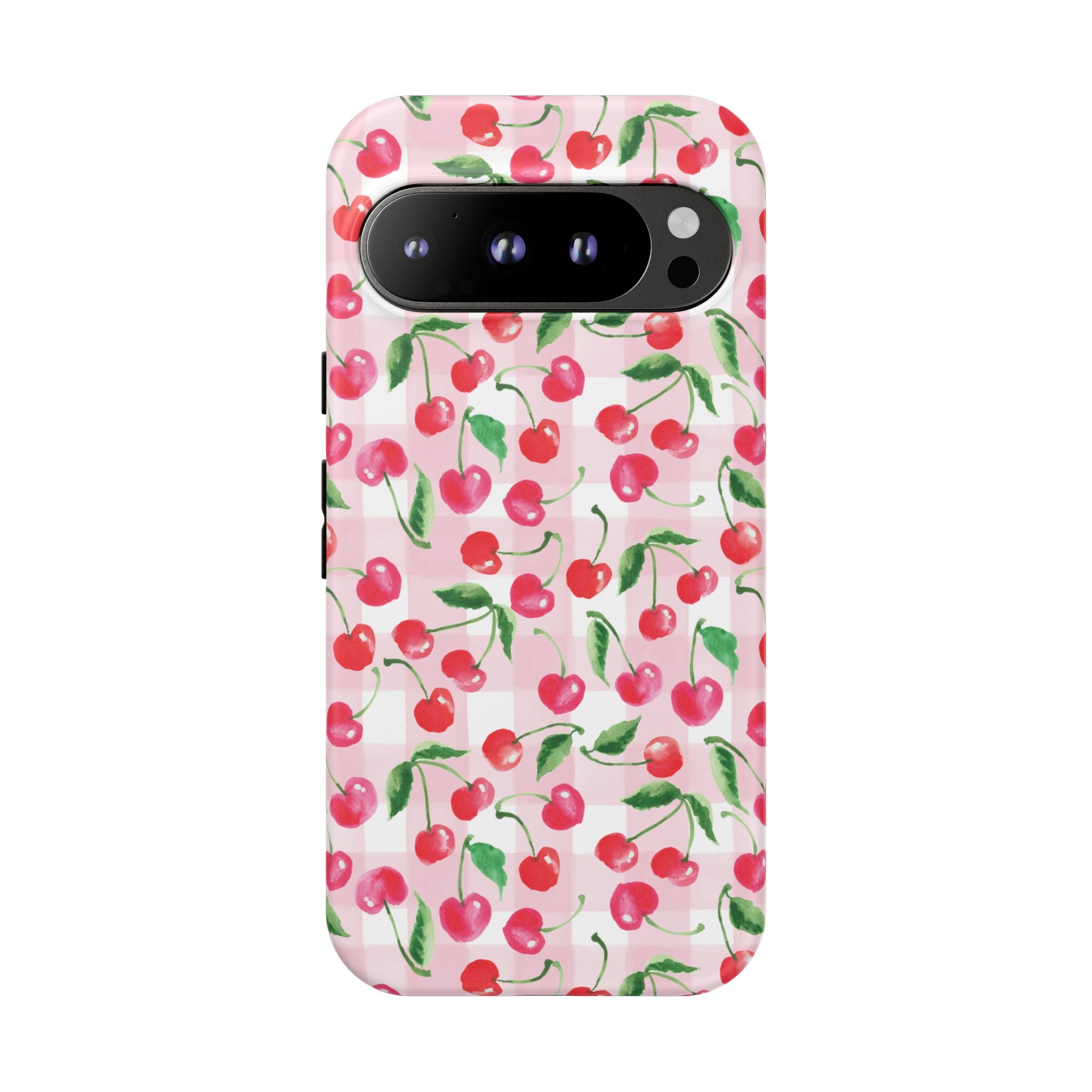 Gingham Cherry Phone Cover Case (iPhone 16, Samsung, Google Pixel)