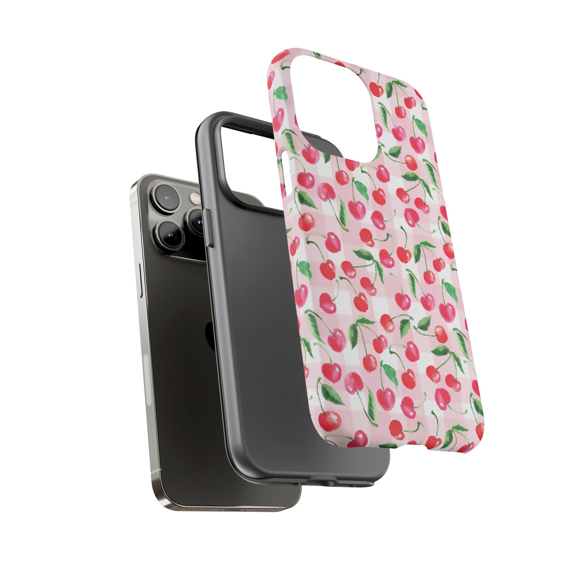 Gingham Cherry Phone Cover Case (iPhone 16, Samsung, Google Pixel)