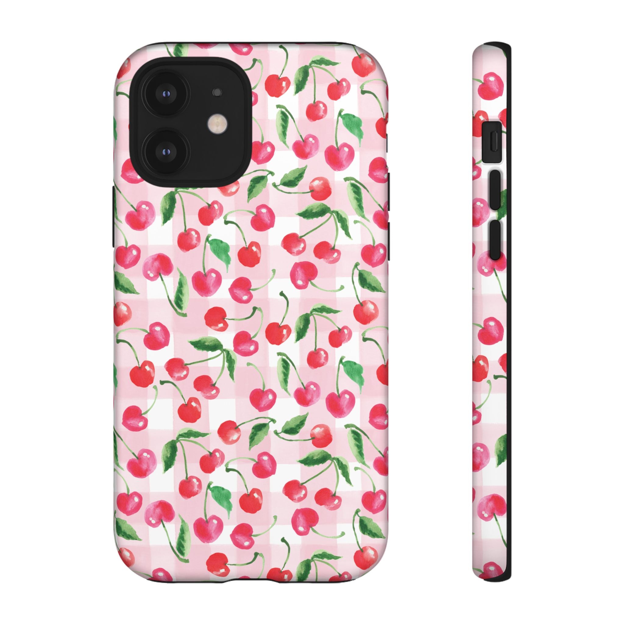 Gingham Cherry Phone Cover Case (iPhone 16, Samsung, Google Pixel)