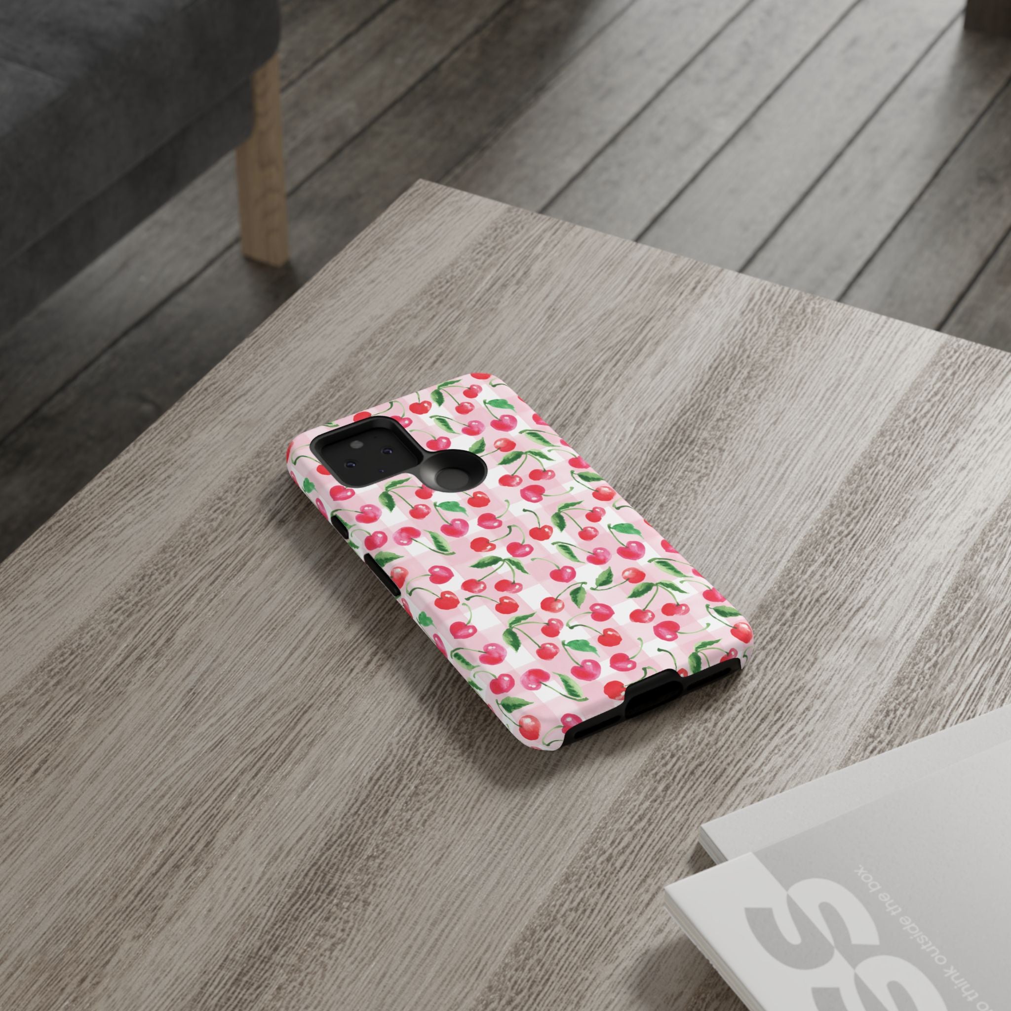 Gingham Cherry Phone Cover Case (iPhone 16, Samsung, Google Pixel)