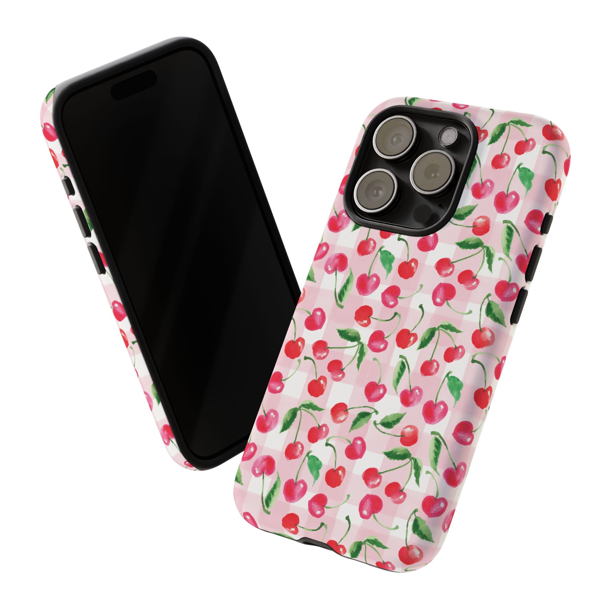 Gingham Cherry Phone Cover Case (iPhone 16, Samsung, Google Pixel)