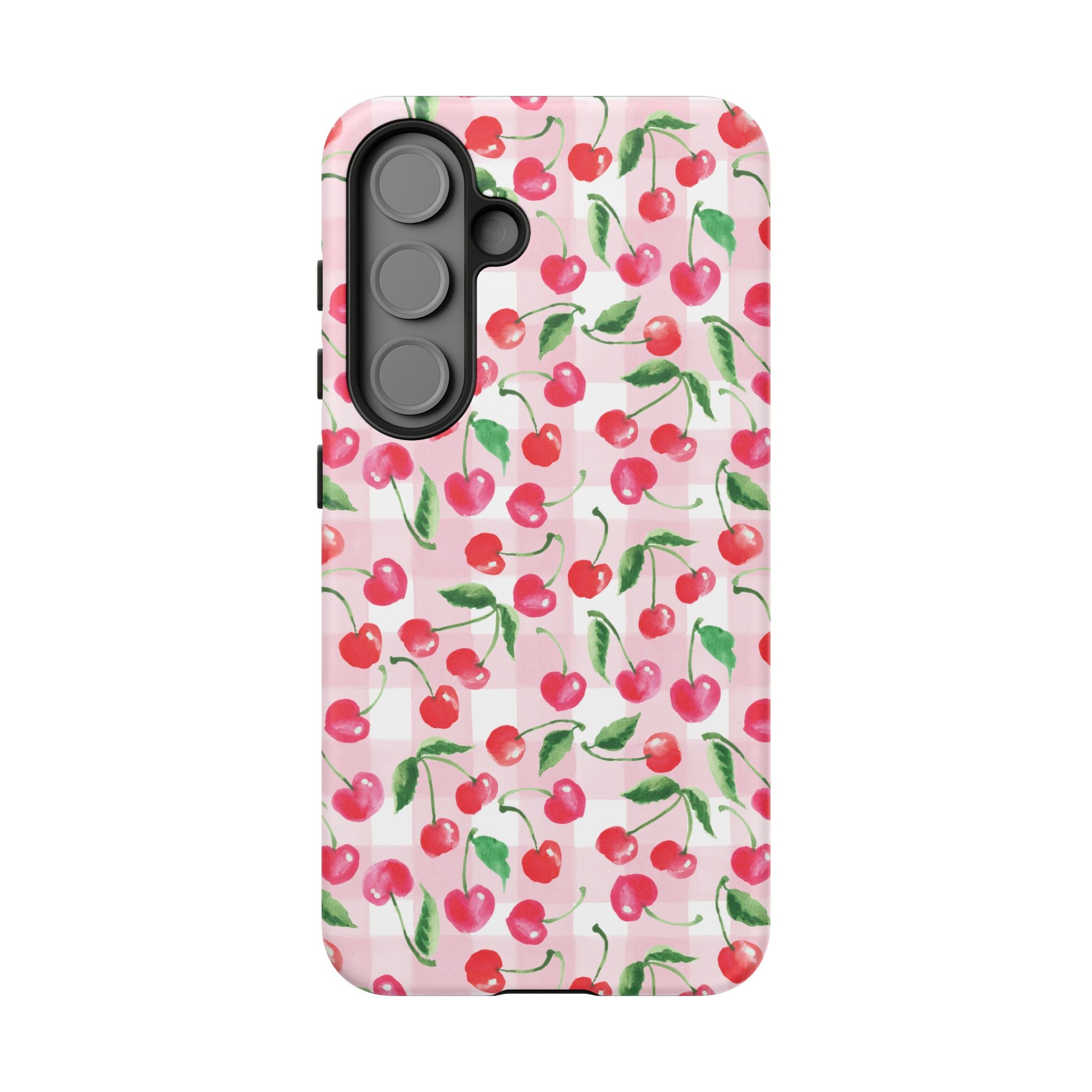 Gingham Cherry Phone Cover Case (iPhone 16, Samsung, Google Pixel)