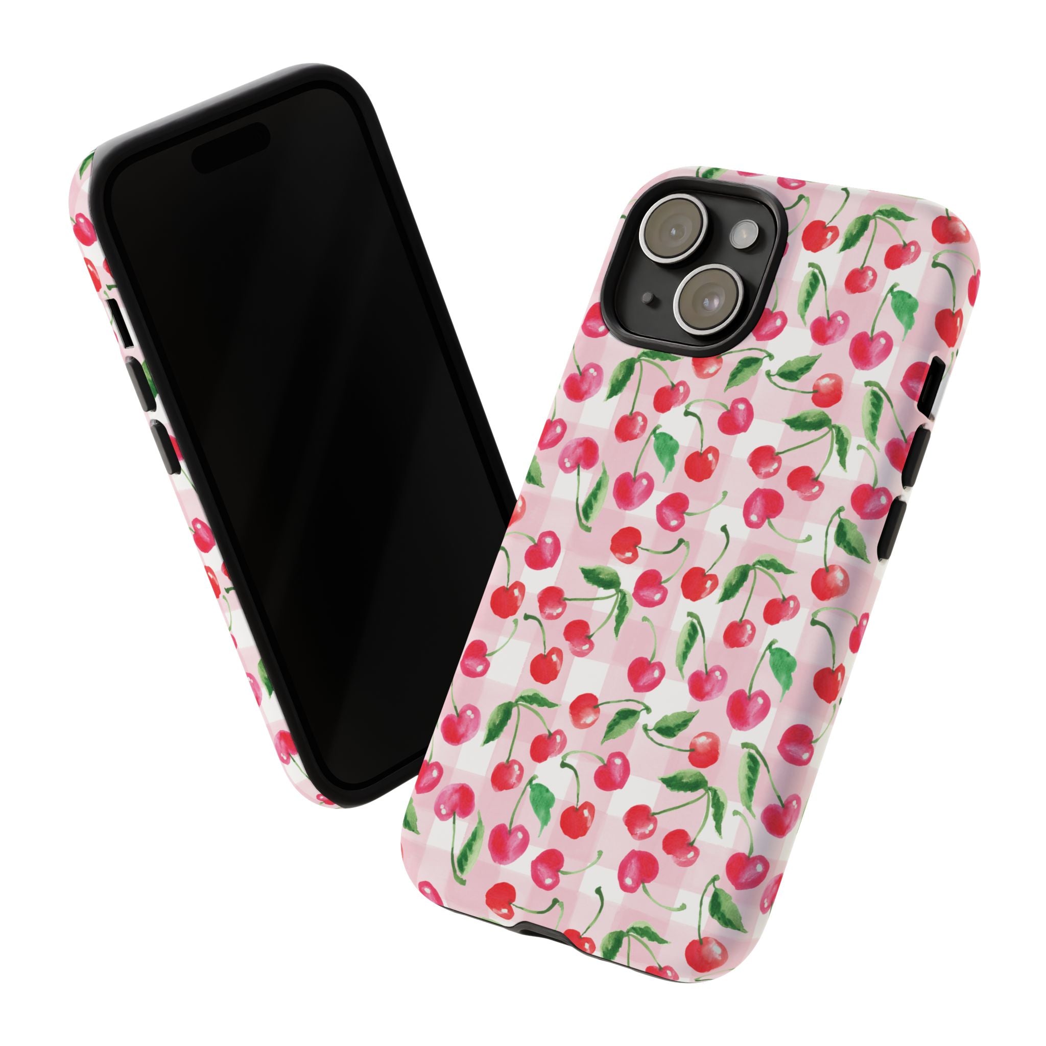 Gingham Cherry Phone Cover Case (iPhone 16, Samsung, Google Pixel)