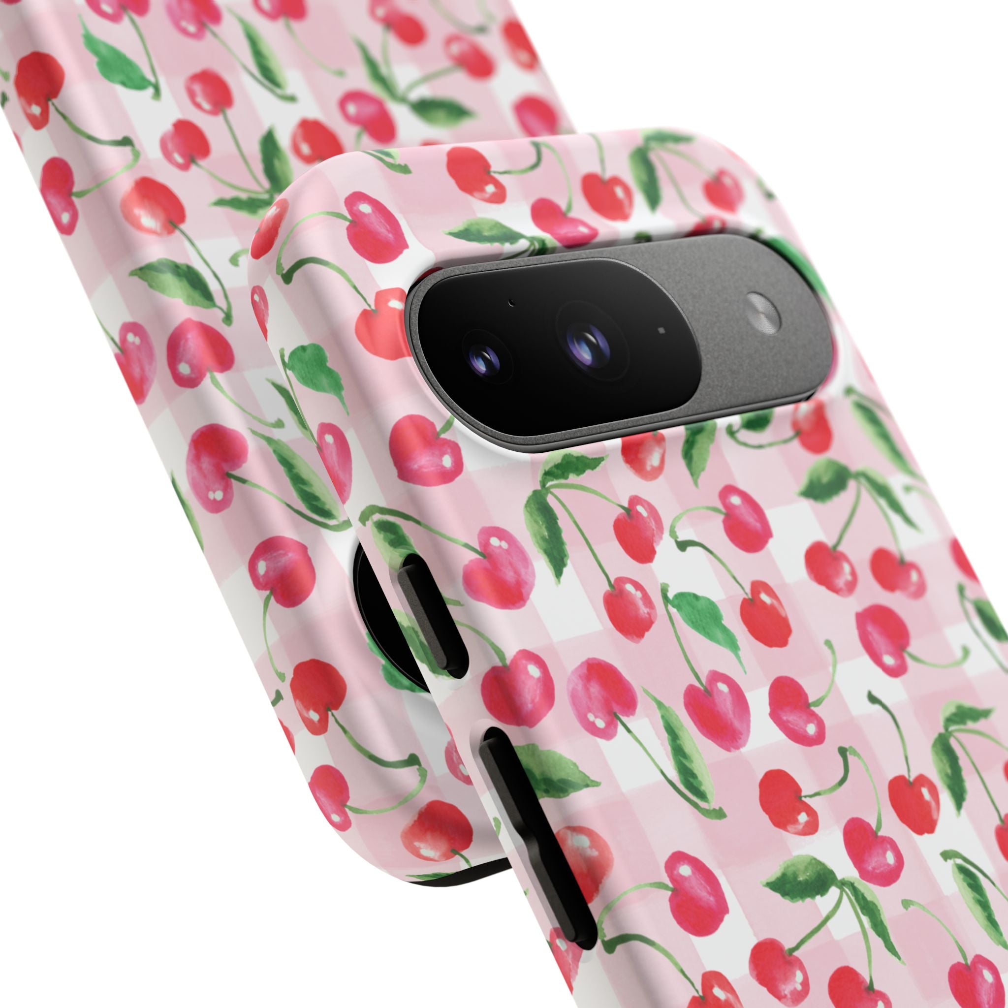 Gingham Cherry Phone Cover Case (iPhone 16, Samsung, Google Pixel)