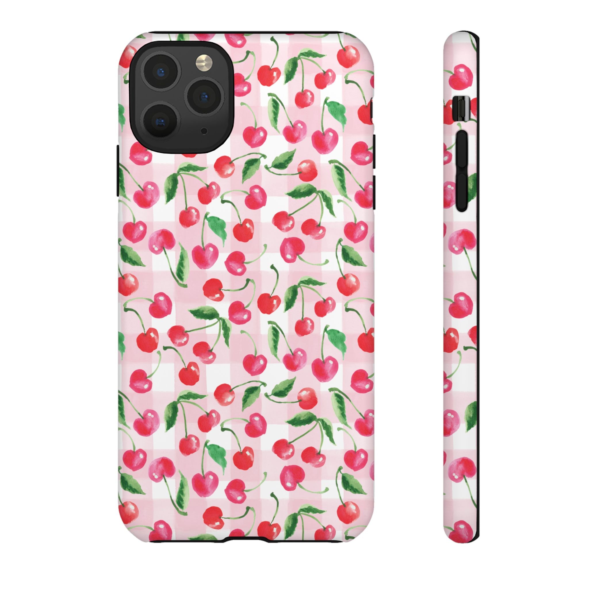 Gingham Cherry Phone Cover Case (iPhone 16, Samsung, Google Pixel)