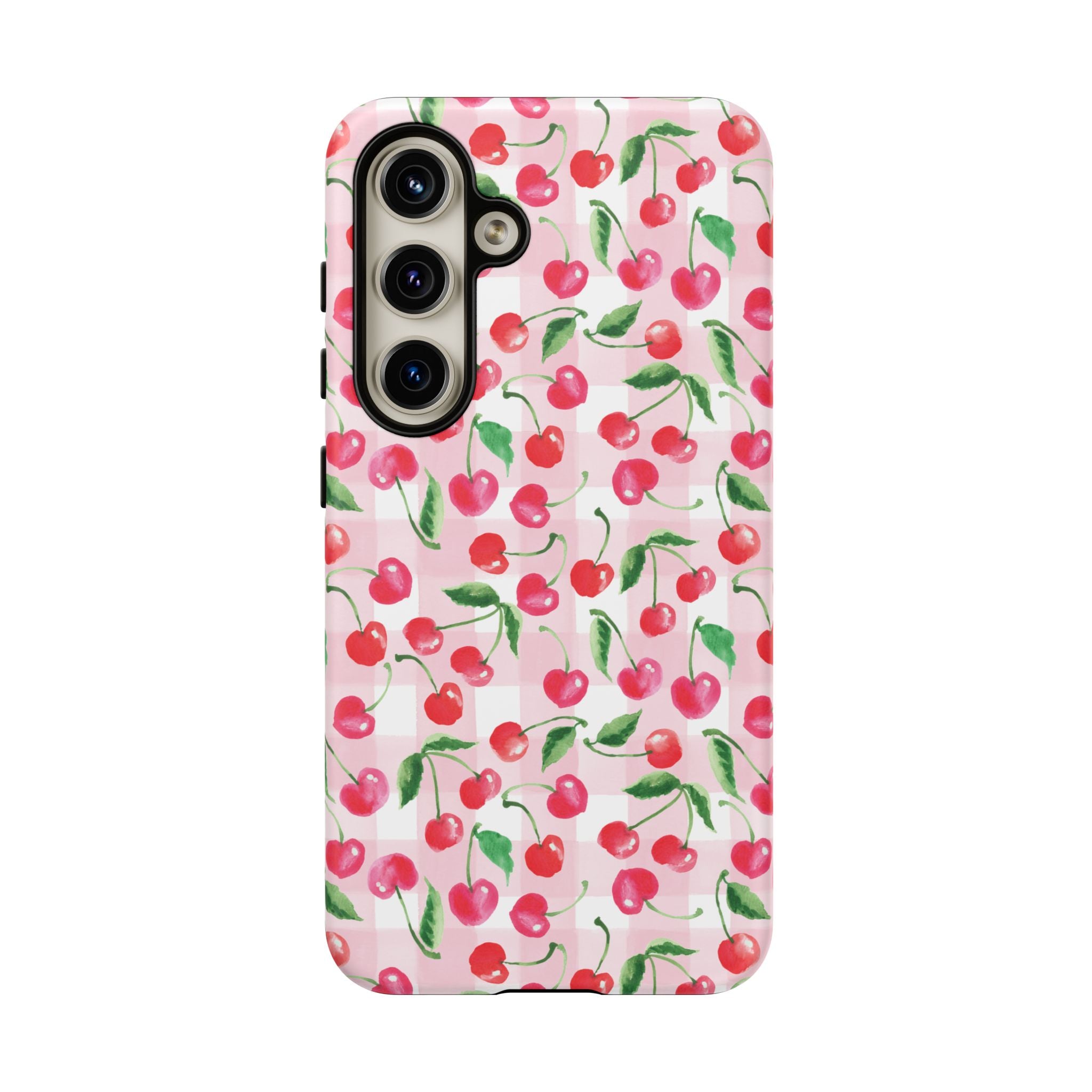 Gingham Cherry Phone Cover Case (iPhone 16, Samsung, Google Pixel)