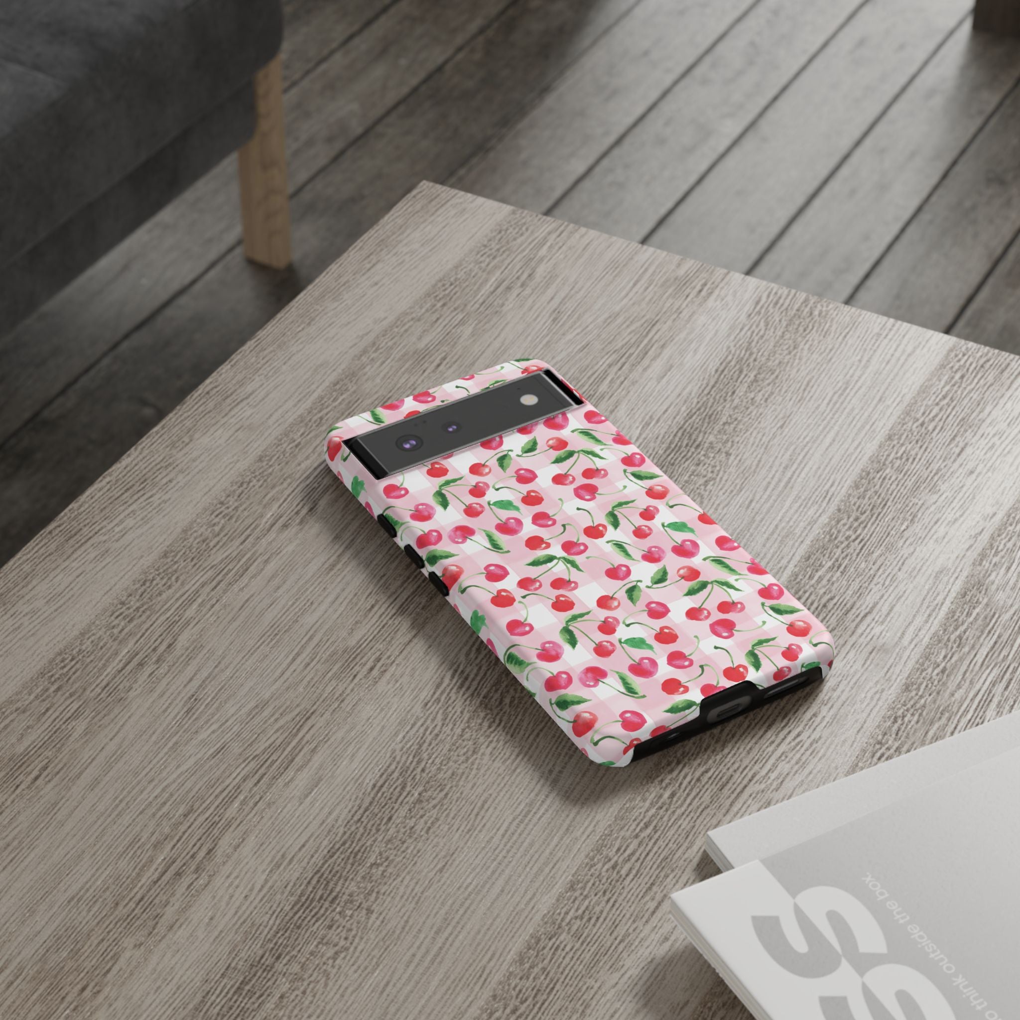 Gingham Cherry Phone Cover Case (iPhone 16, Samsung, Google Pixel)