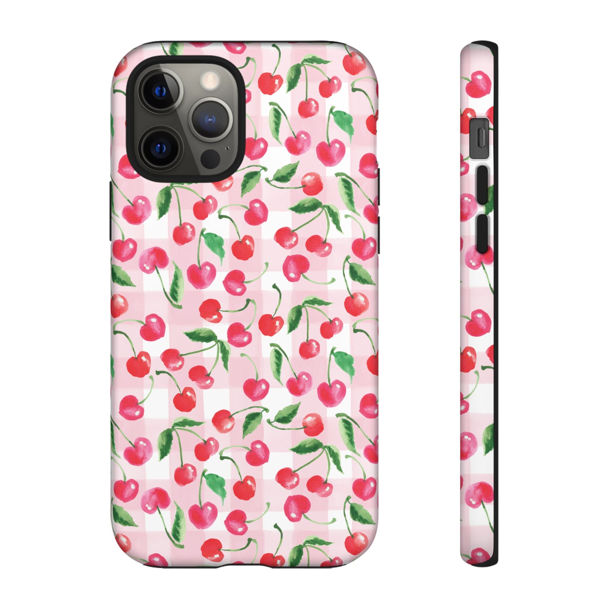 Gingham Cherry Phone Cover Case (iPhone 16, Samsung, Google Pixel)