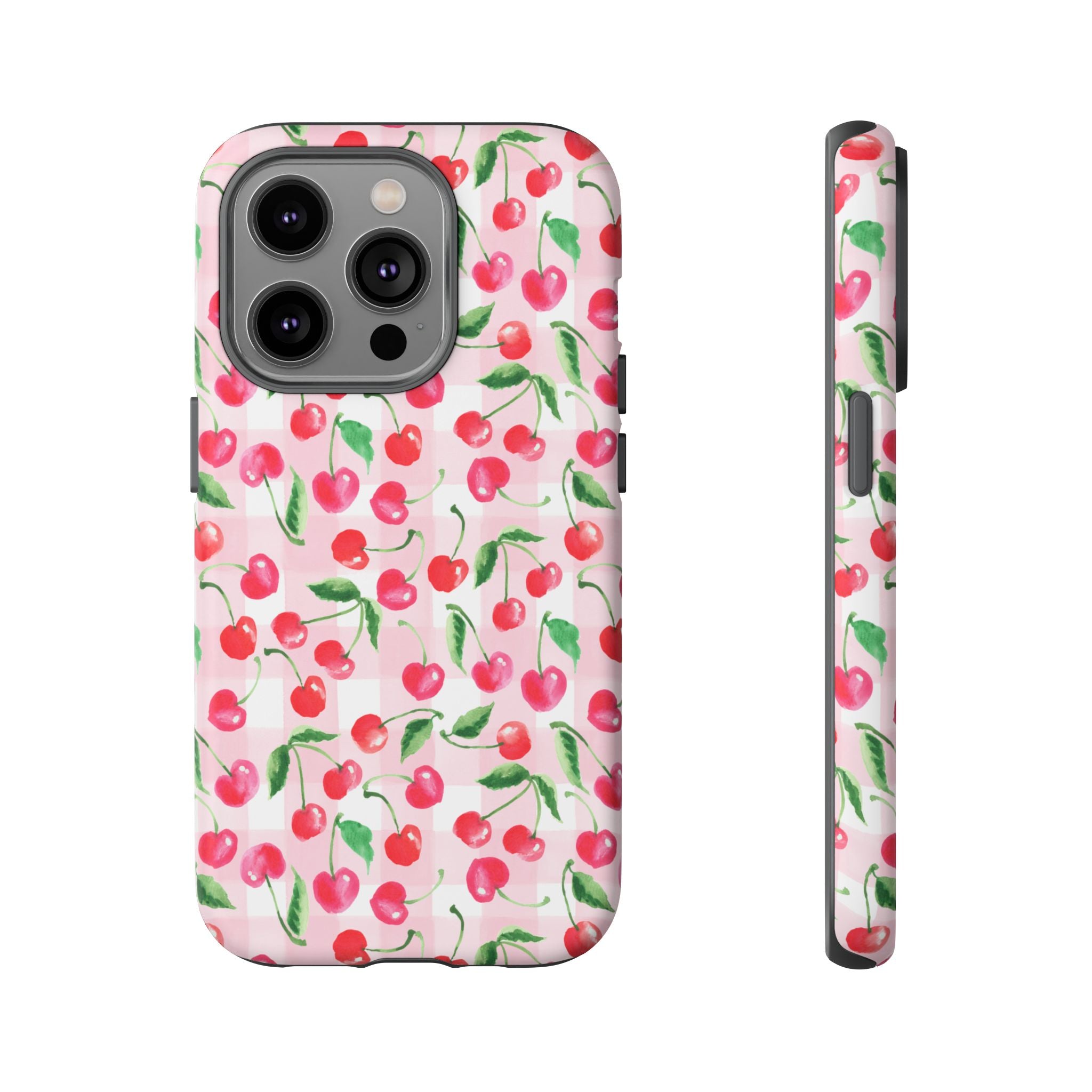 Gingham Cherry Phone Cover Case (iPhone 16, Samsung, Google Pixel)