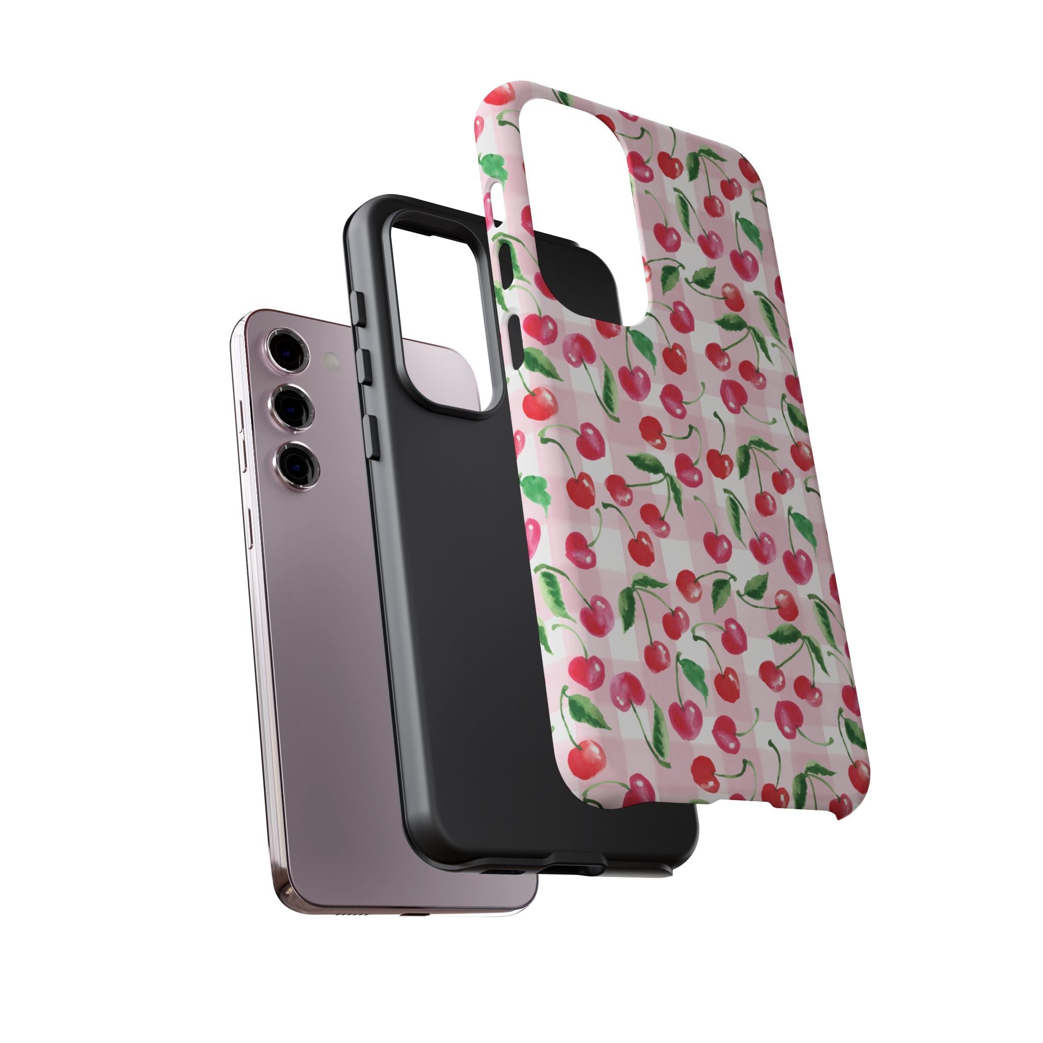 Gingham Cherry Phone Cover Case (iPhone 16, Samsung, Google Pixel)