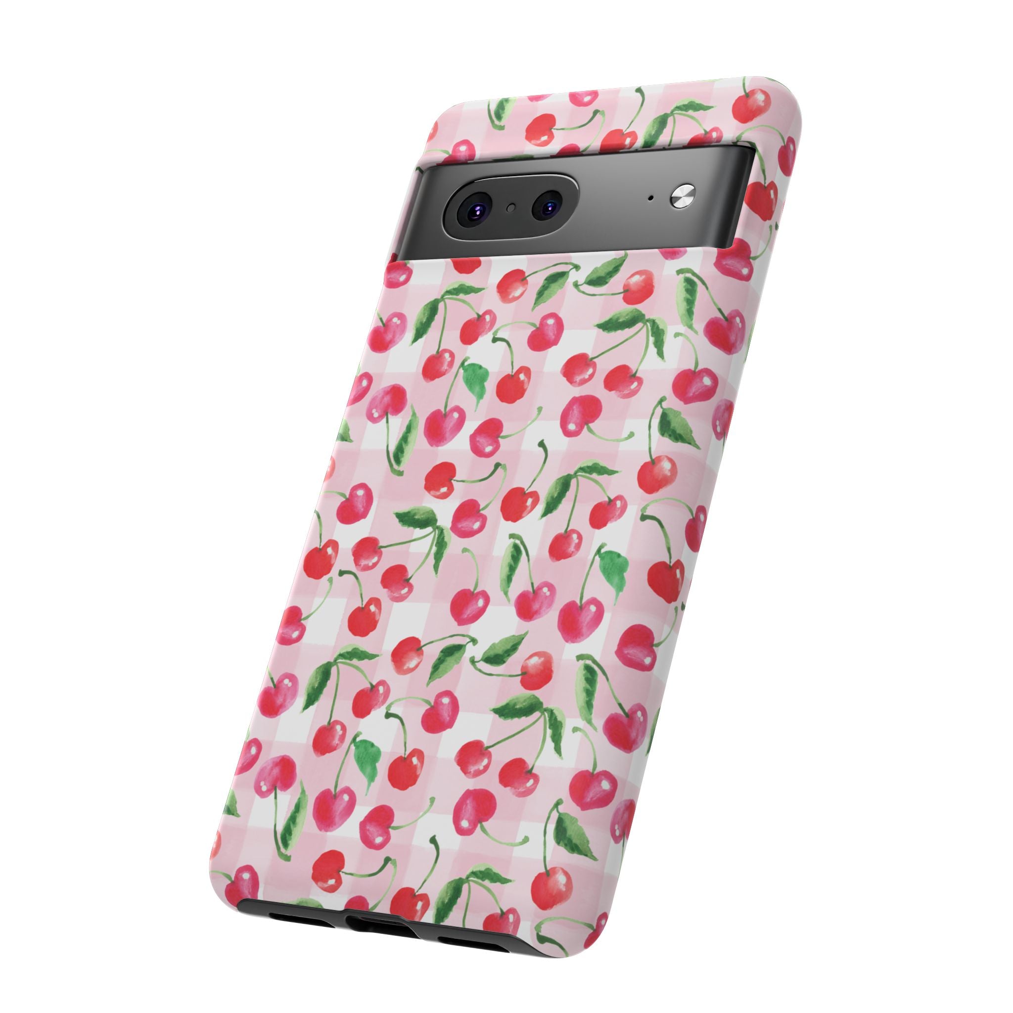 Gingham Cherry Phone Cover Case (iPhone 16, Samsung, Google Pixel)