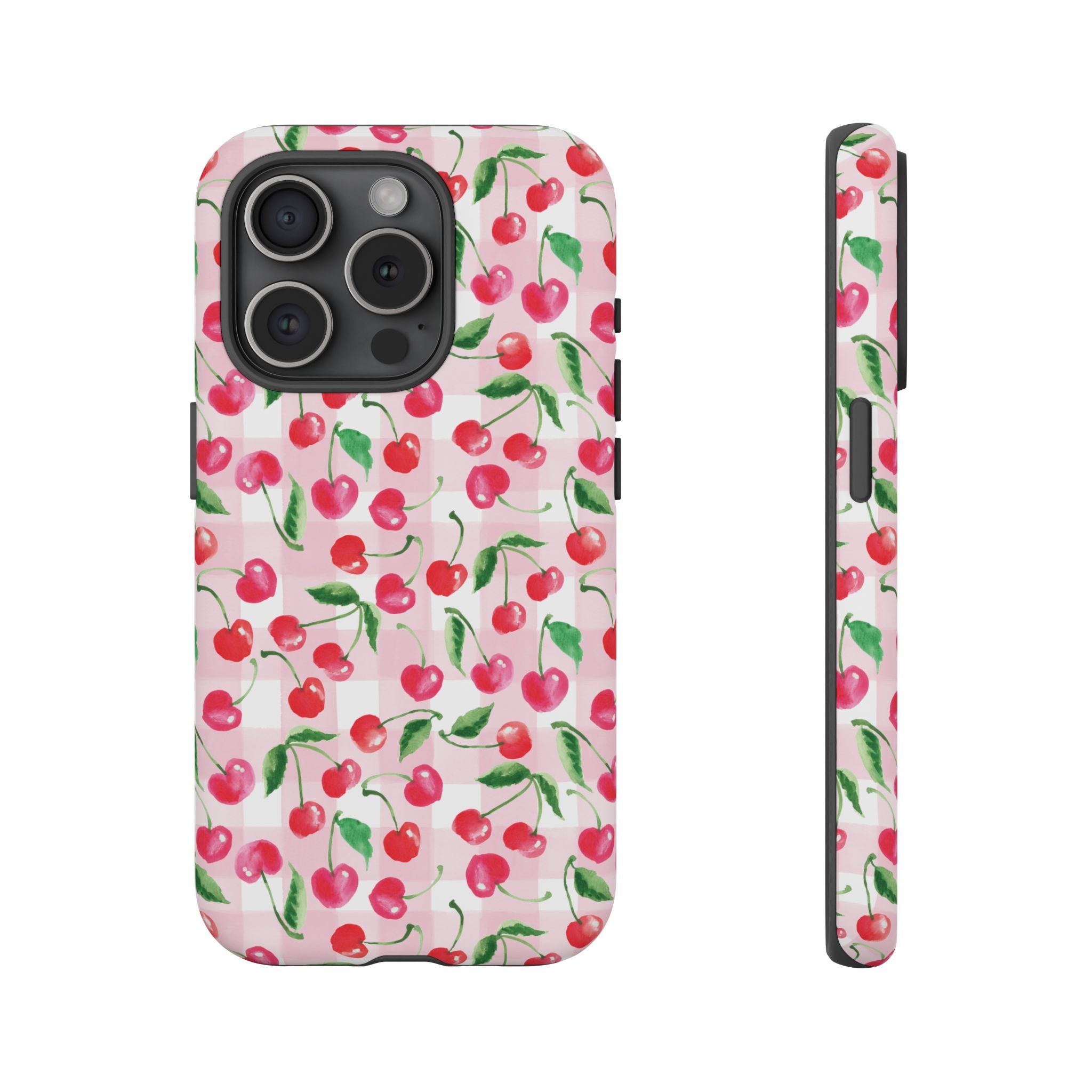 Gingham Cherry Phone Cover Case (iPhone 16, Samsung, Google Pixel)