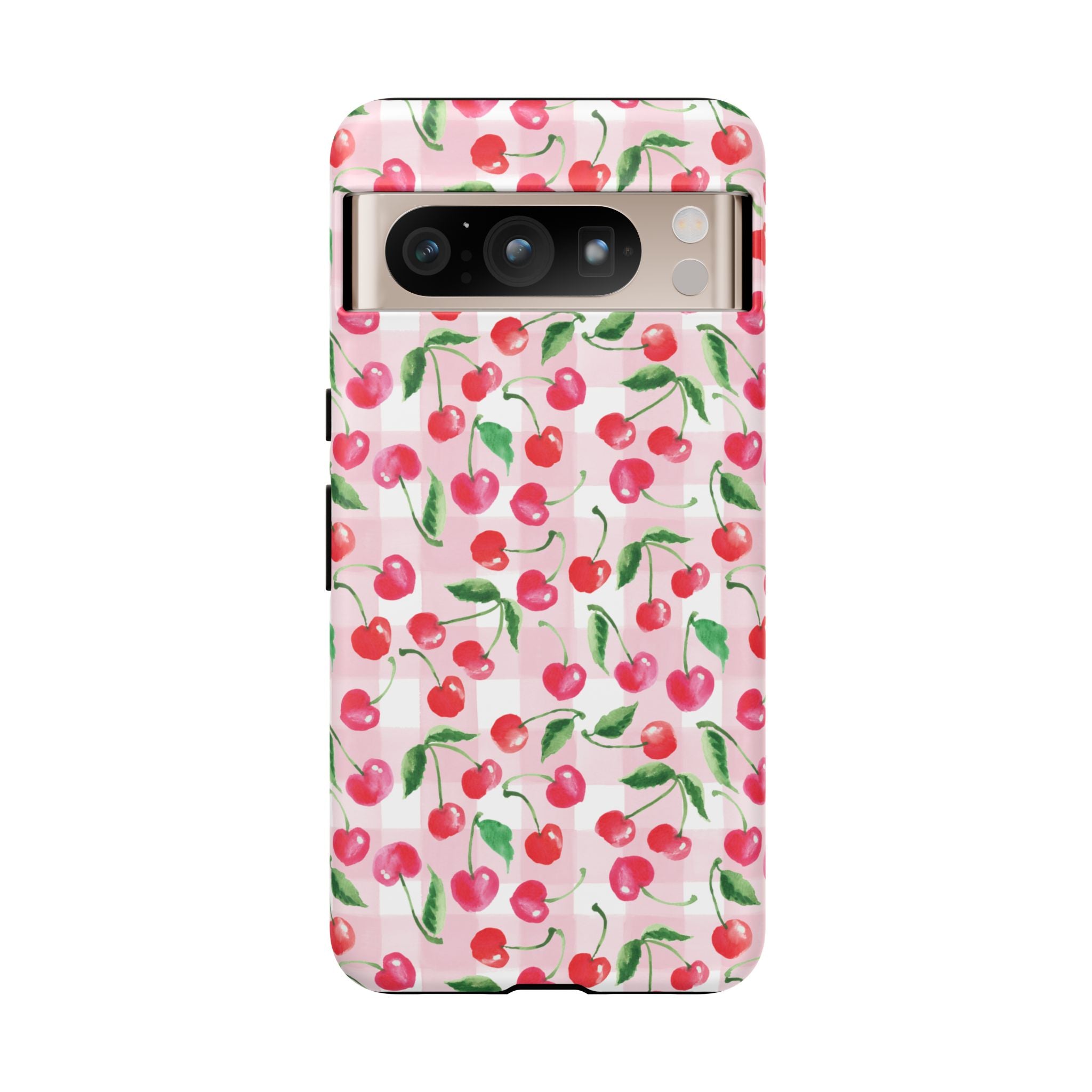 Gingham Cherry Phone Cover Case (iPhone 16, Samsung, Google Pixel)