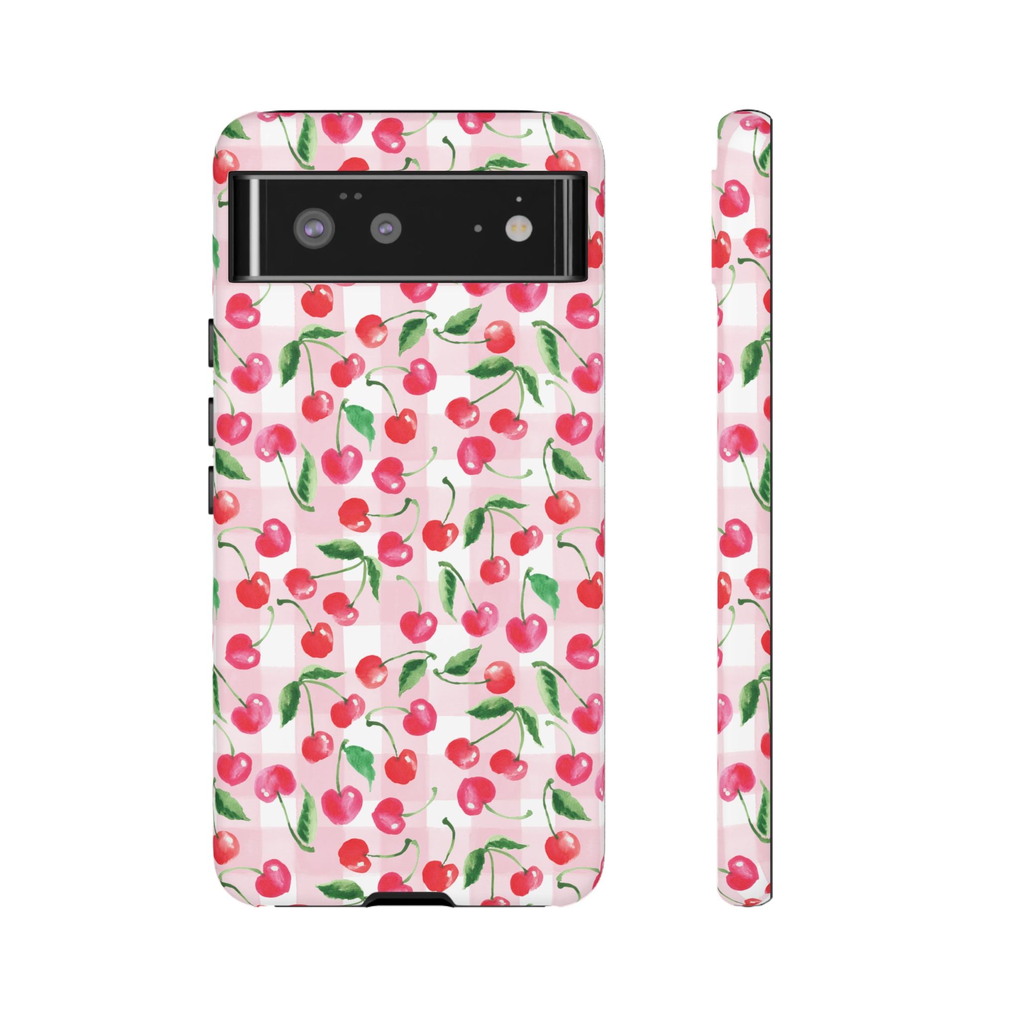 Gingham Cherry Phone Cover Case (iPhone 16, Samsung, Google Pixel)