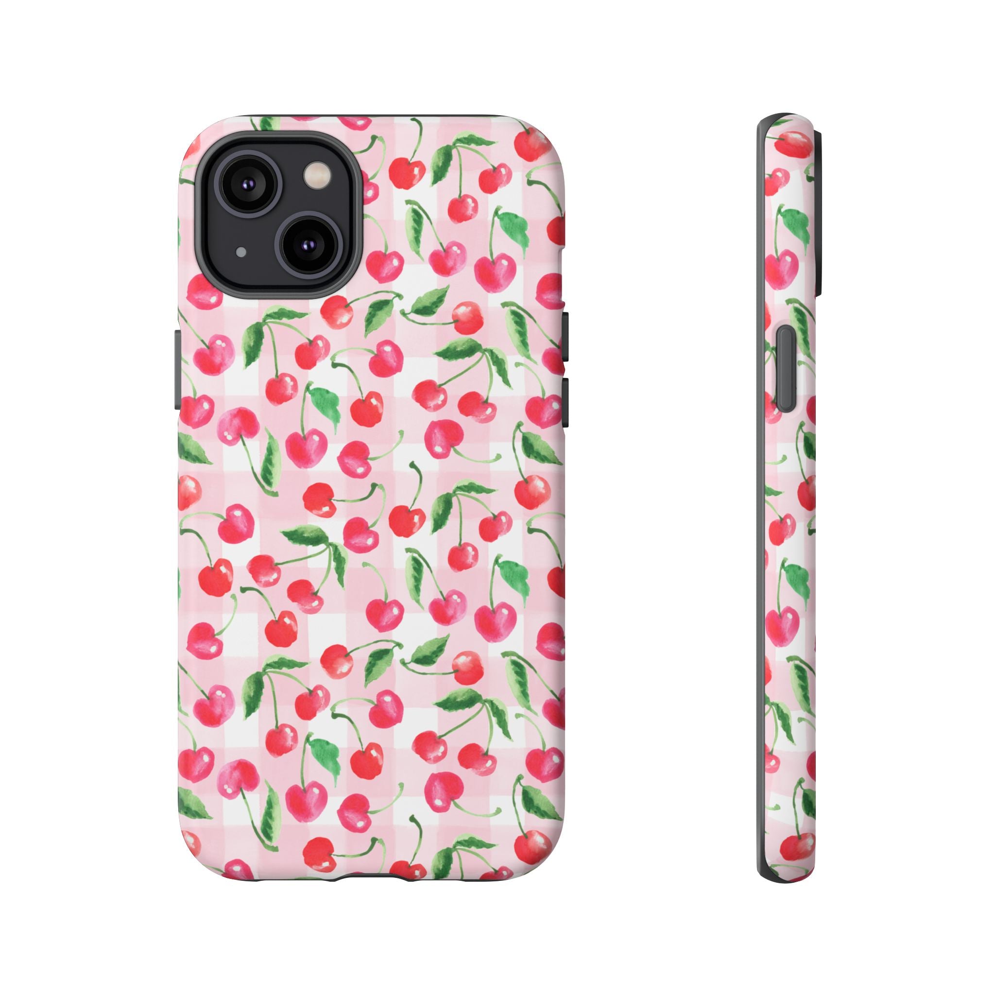 Gingham Cherry Phone Cover Case (iPhone 16, Samsung, Google Pixel)