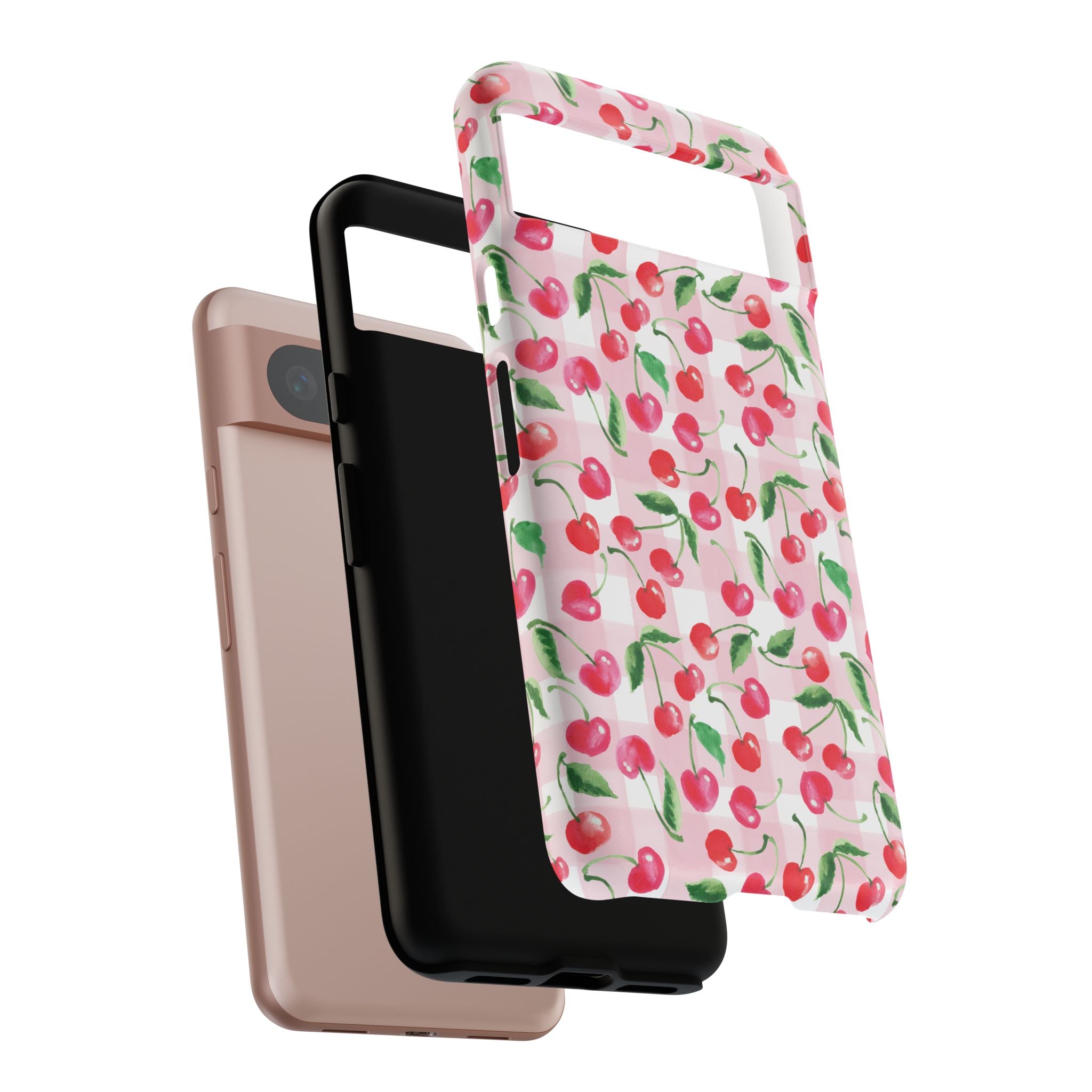 Gingham Cherry Phone Cover Case (iPhone 16, Samsung, Google Pixel)