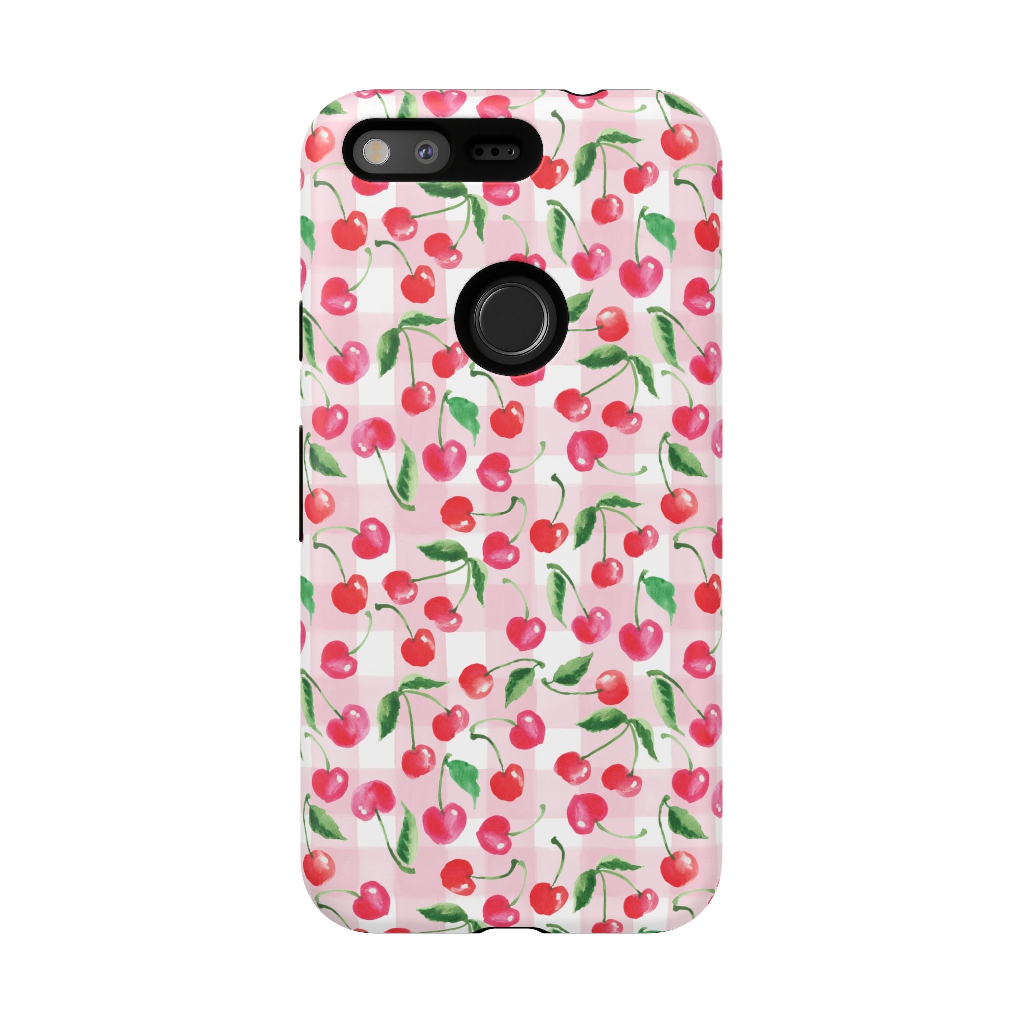 Gingham Cherry Phone Cover Case (iPhone 16, Samsung, Google Pixel)