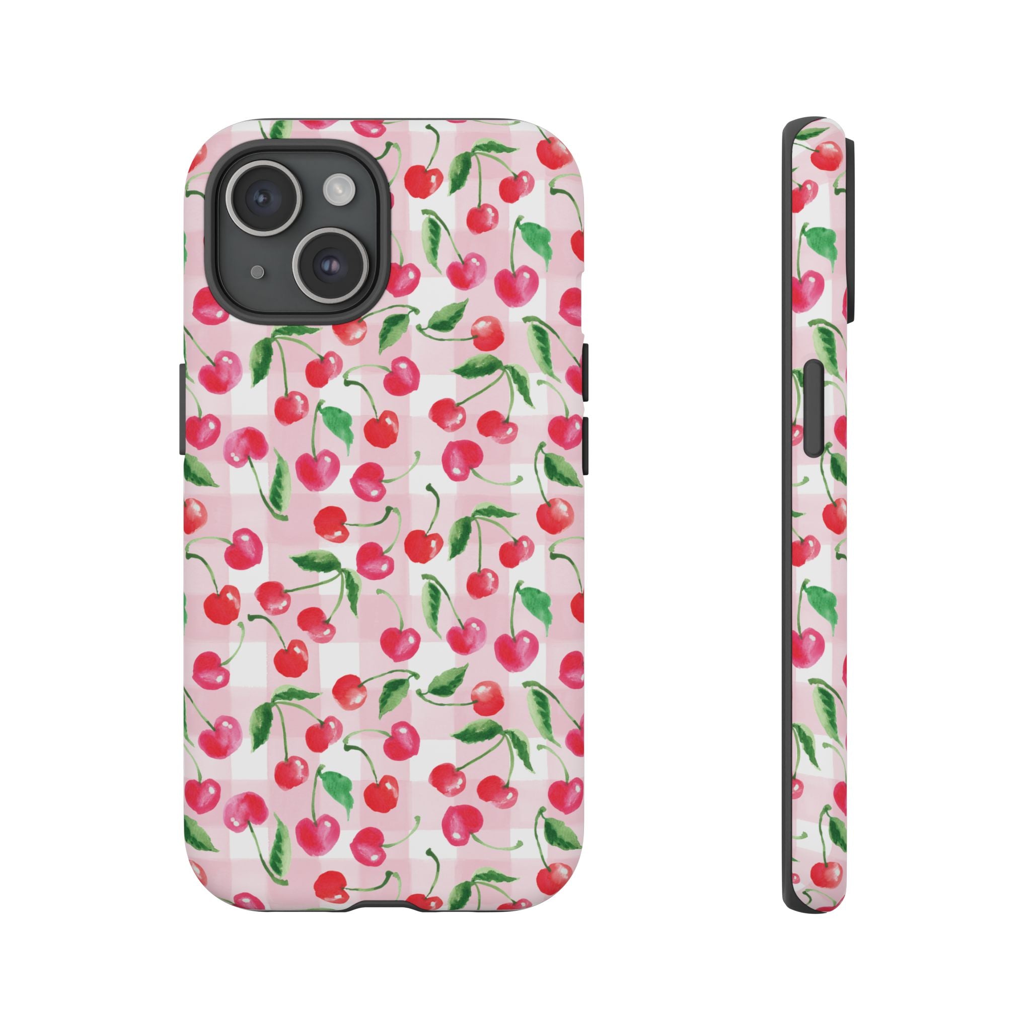 Gingham Cherry Phone Cover Case (iPhone 16, Samsung, Google Pixel)