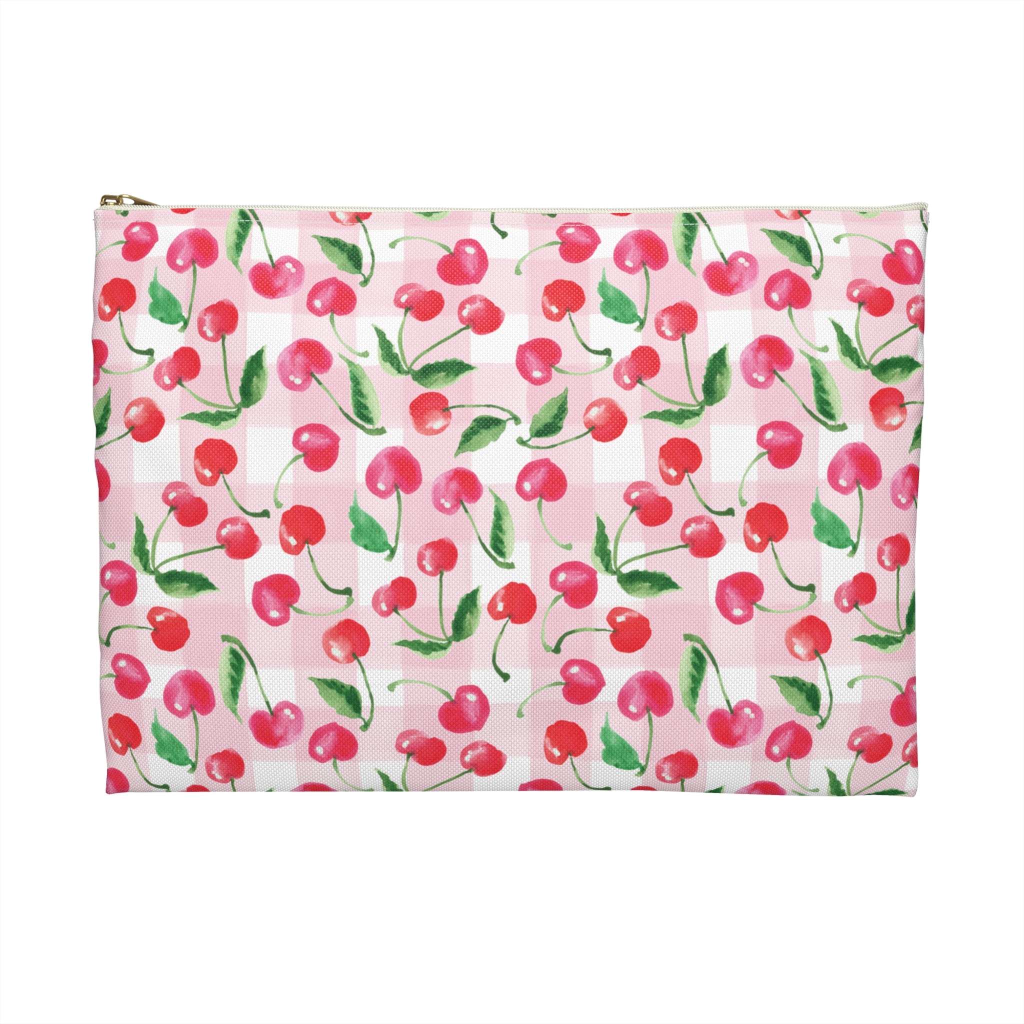 Cute Gingham Cherries Accessory Pouch | Pencil Pouch, Makeup Pouch, Cosmetic Case