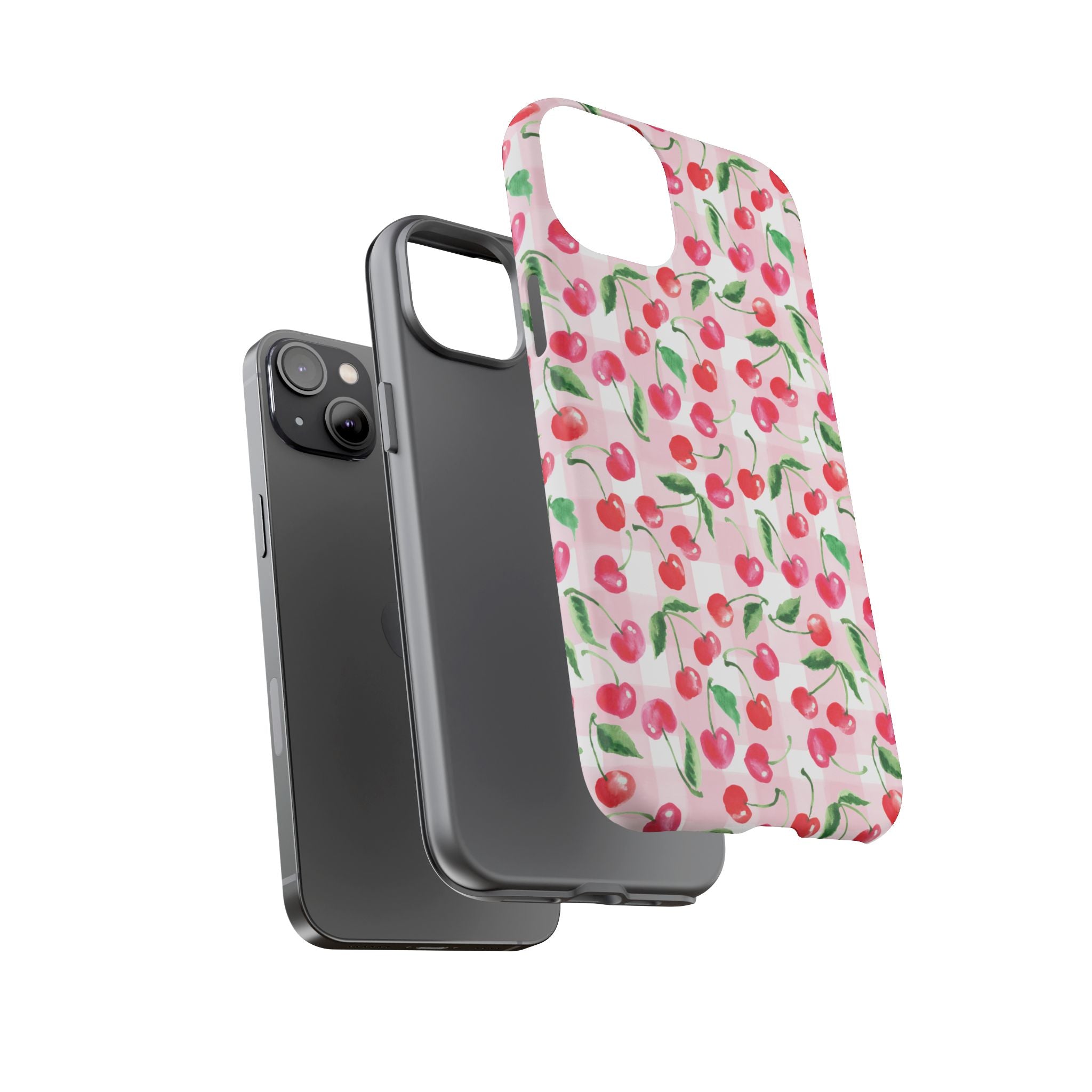 Gingham Cherry Phone Cover Case (iPhone 16, Samsung, Google Pixel)