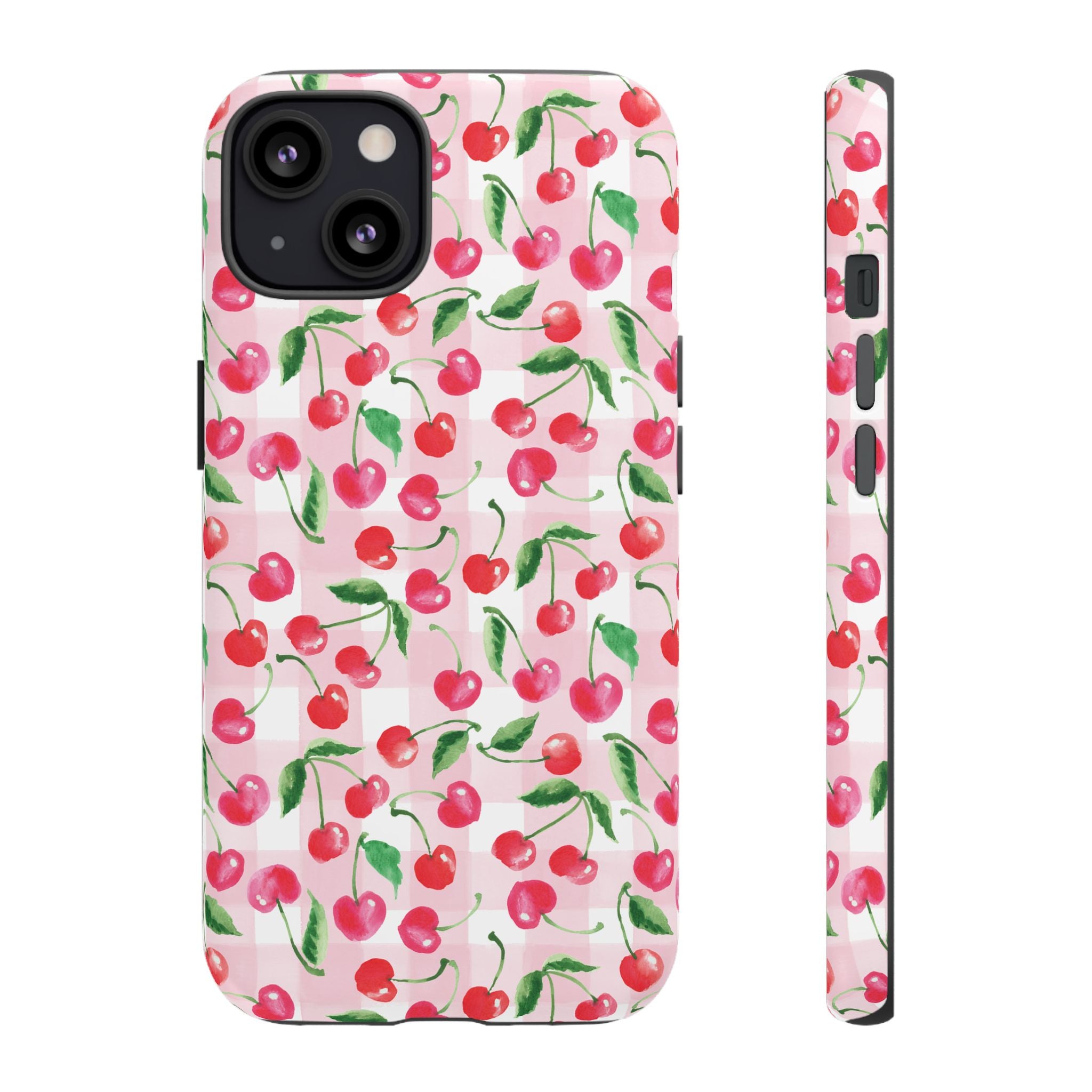 Gingham Cherry Phone Cover Case (iPhone 16, Samsung, Google Pixel)