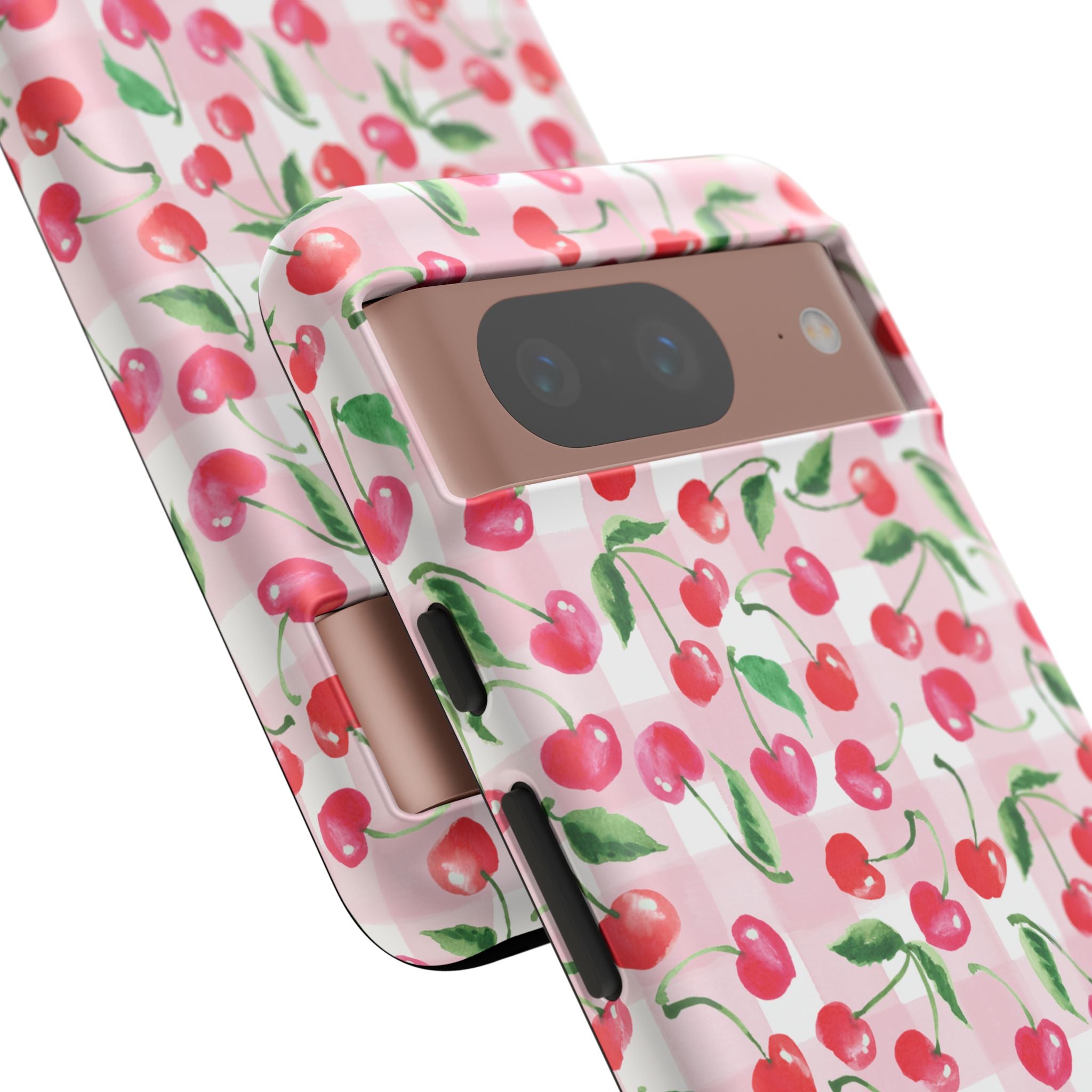 Gingham Cherry Phone Cover Case (iPhone 16, Samsung, Google Pixel)