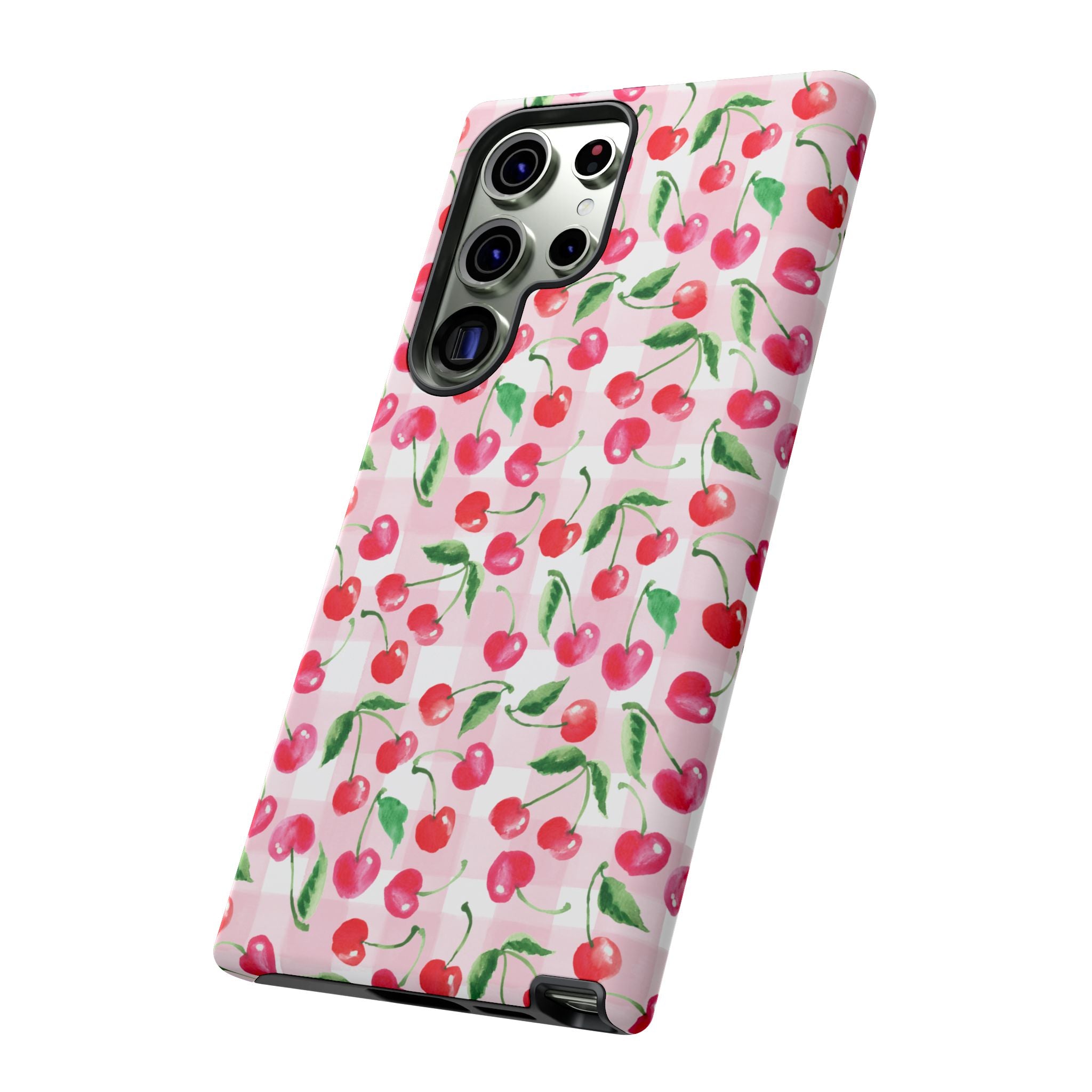 Gingham Cherry Phone Cover Case (iPhone 16, Samsung, Google Pixel)