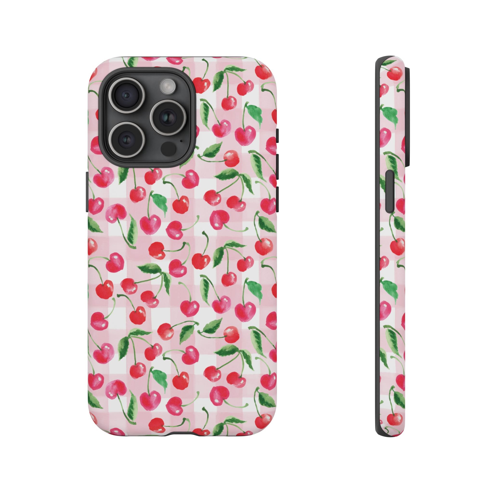 Gingham Cherry Phone Cover Case (iPhone 16, Samsung, Google Pixel)