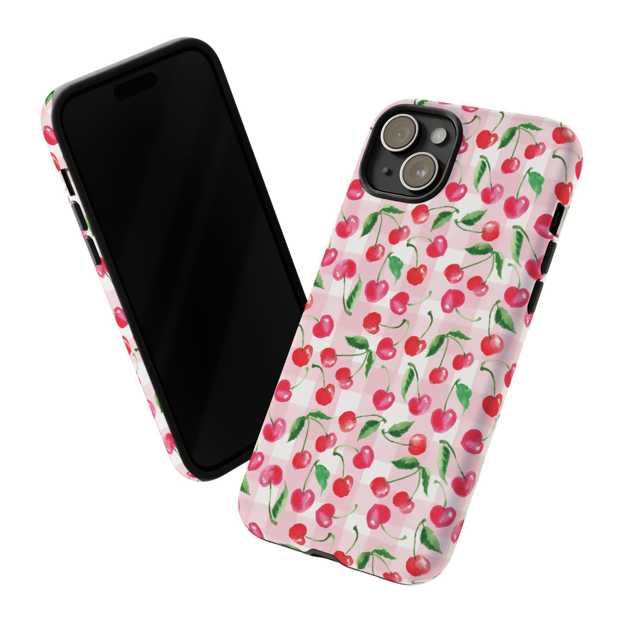 Gingham Cherry Phone Cover Case (iPhone 16, Samsung, Google Pixel)