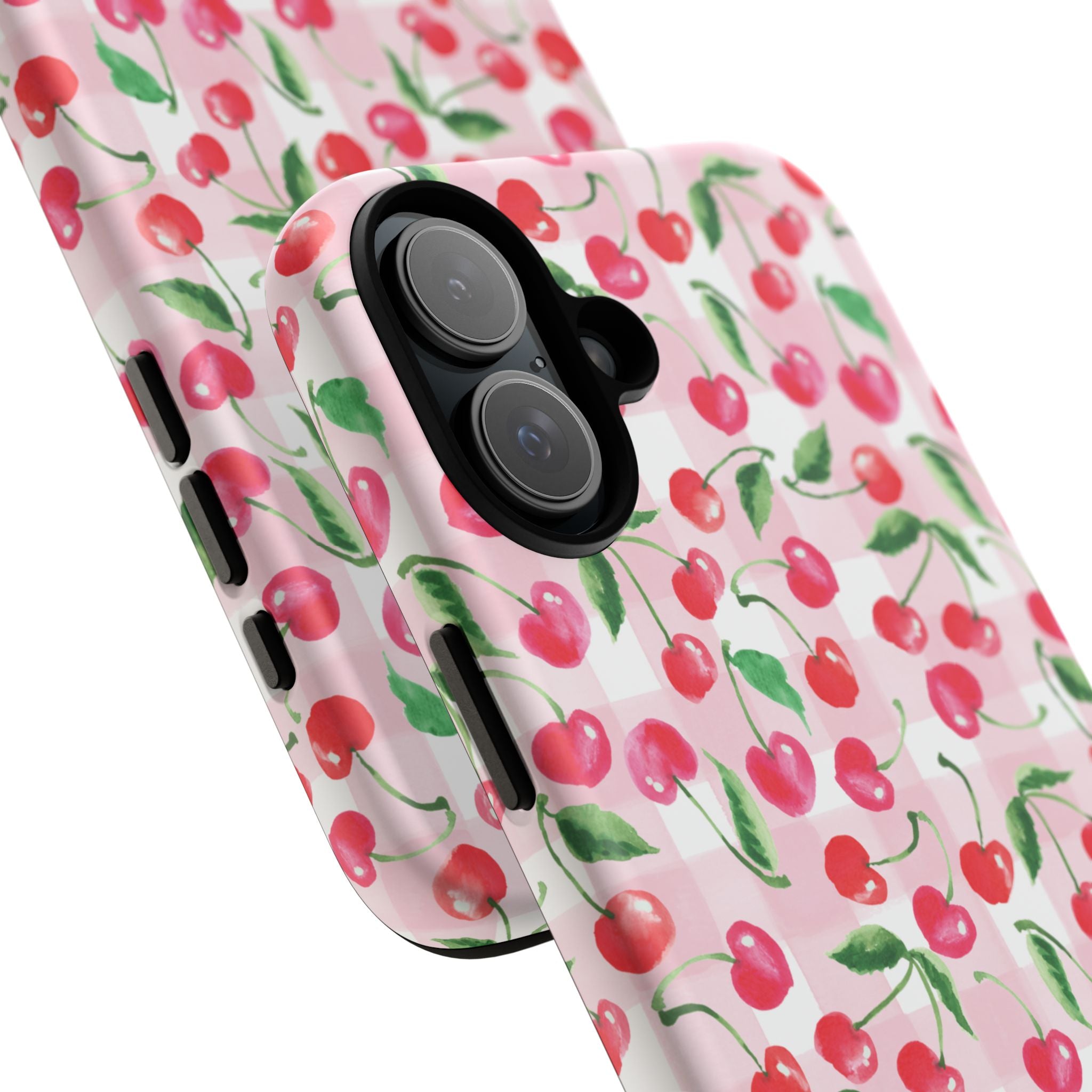 Gingham Cherry Phone Cover Case (iPhone 16, Samsung, Google Pixel)