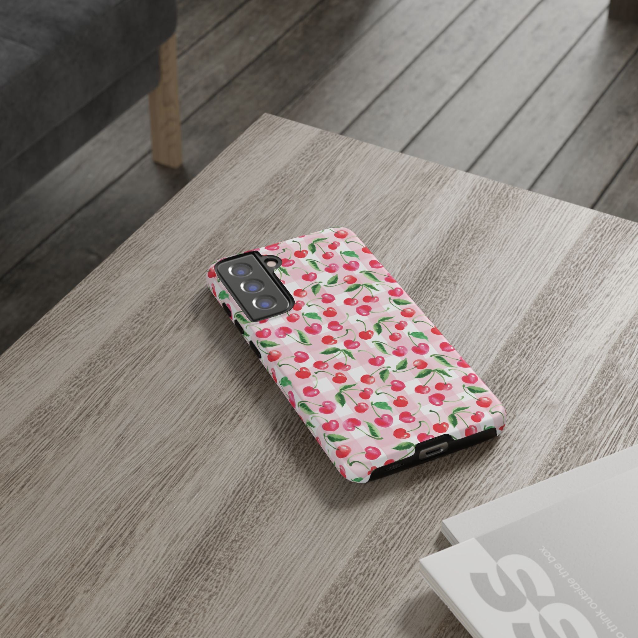 Gingham Cherry Phone Cover Case (iPhone 16, Samsung, Google Pixel)