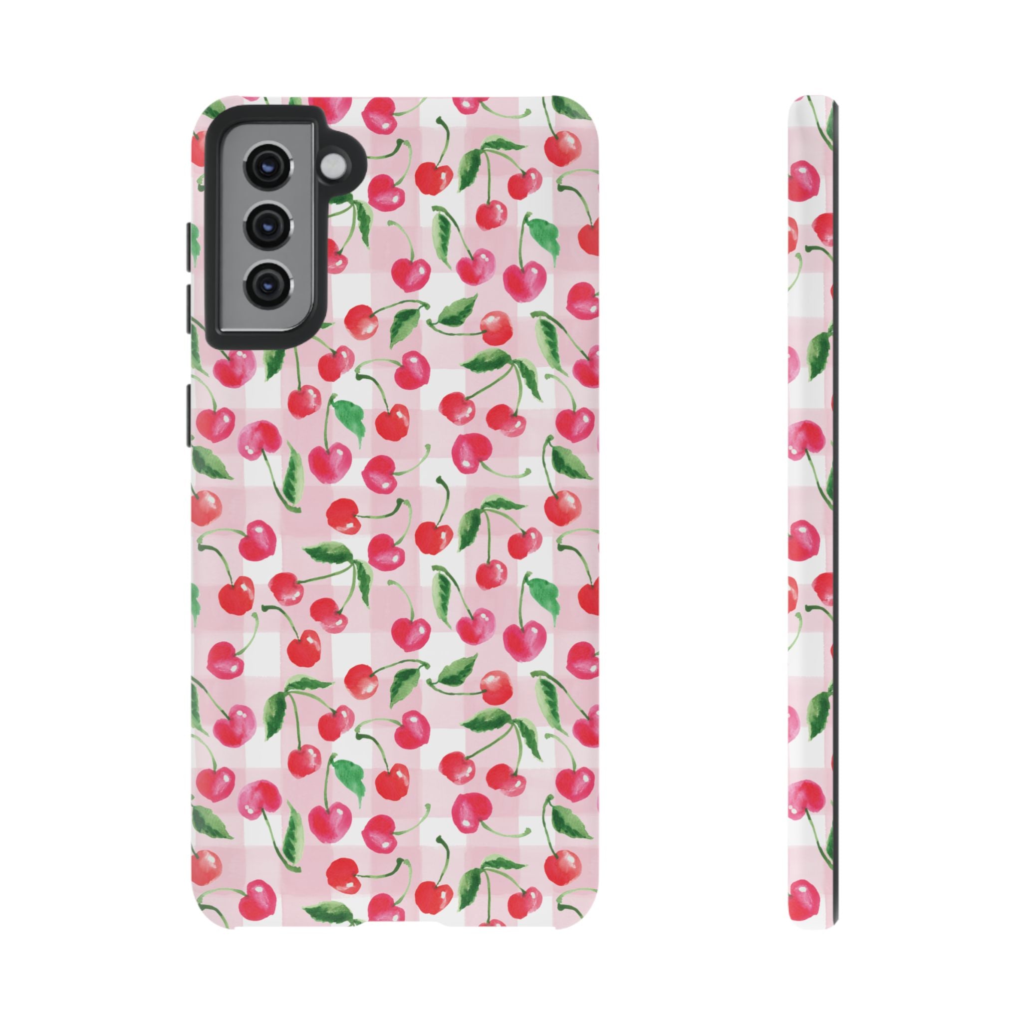 Gingham Cherry Phone Cover Case (iPhone 16, Samsung, Google Pixel)