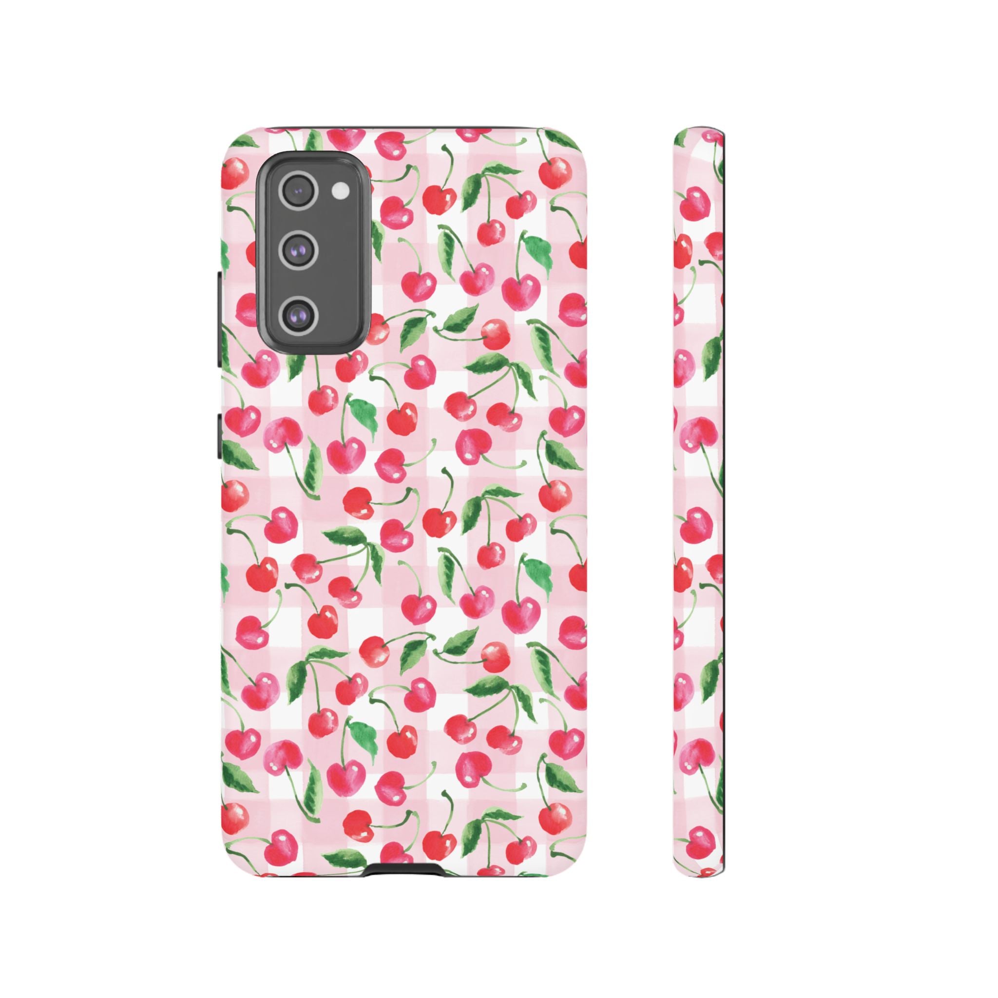 Gingham Cherry Phone Cover Case (iPhone 16, Samsung, Google Pixel)