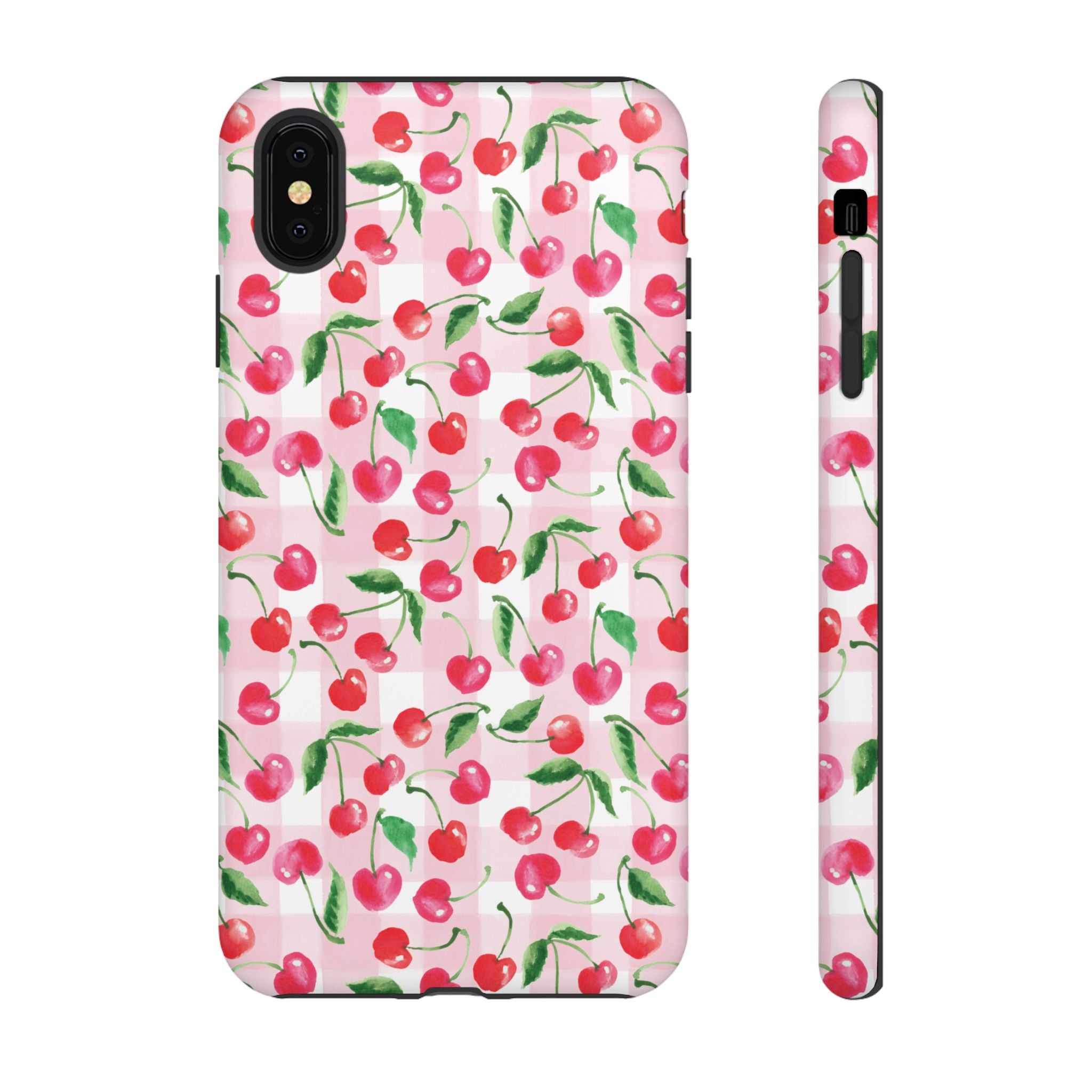 Gingham Cherry Phone Cover Case (iPhone 16, Samsung, Google Pixel)