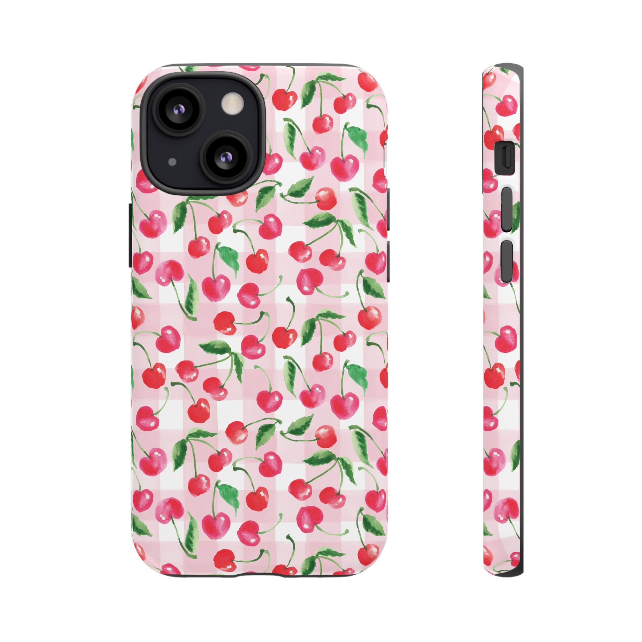 Gingham Cherry Phone Cover Case (iPhone 16, Samsung, Google Pixel)