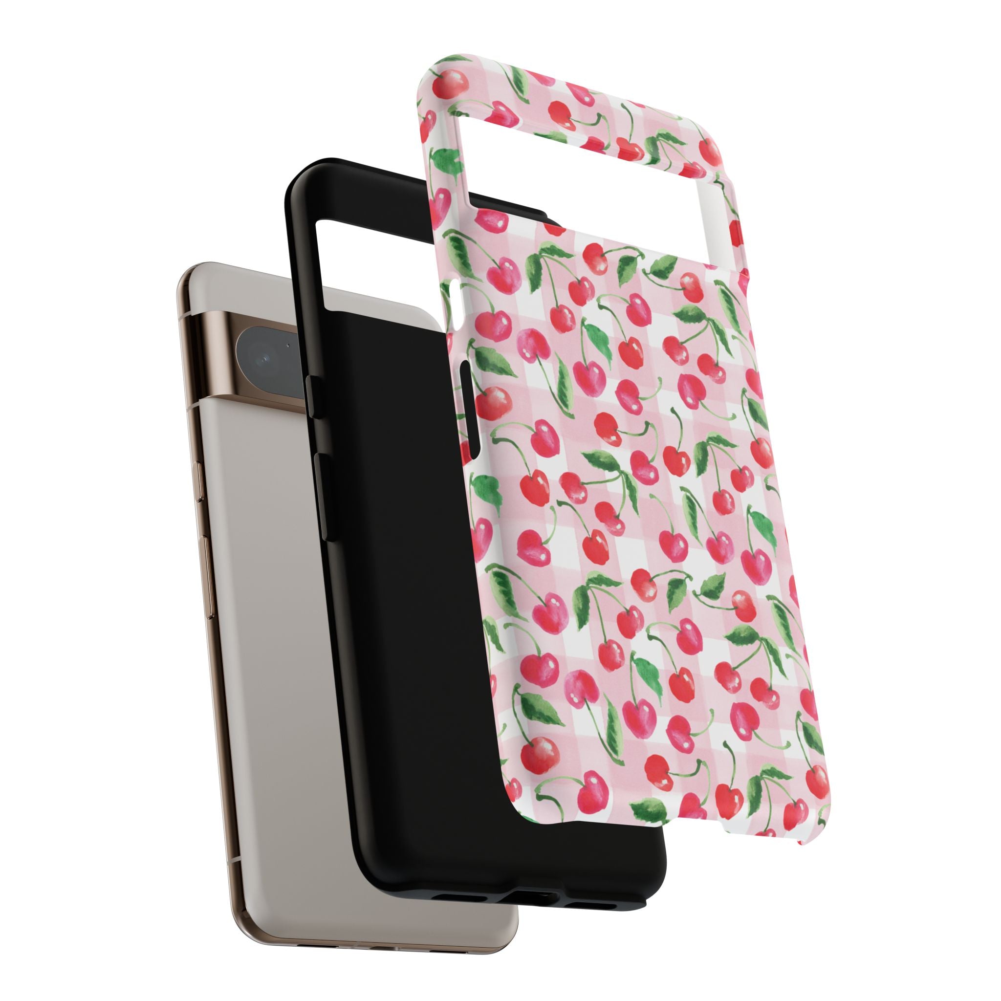 Gingham Cherry Phone Cover Case (iPhone 16, Samsung, Google Pixel)