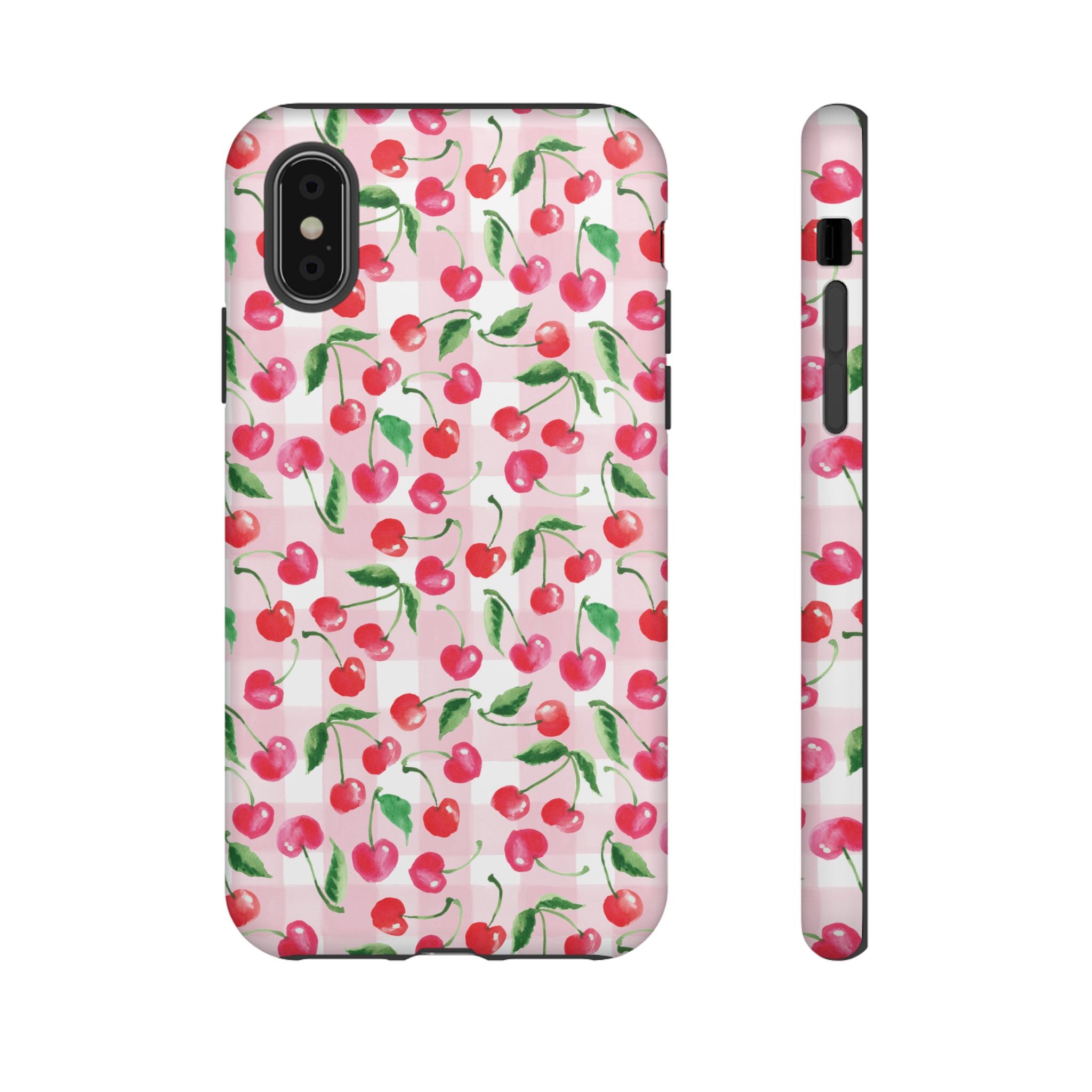 Gingham Cherry Phone Cover Case (iPhone 16, Samsung, Google Pixel)